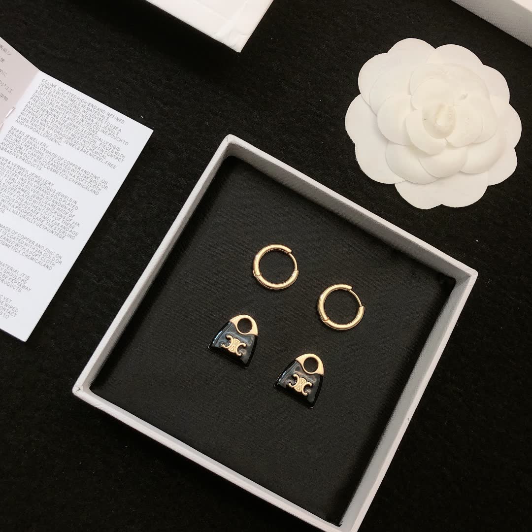 Celine Paris Logo Earrings