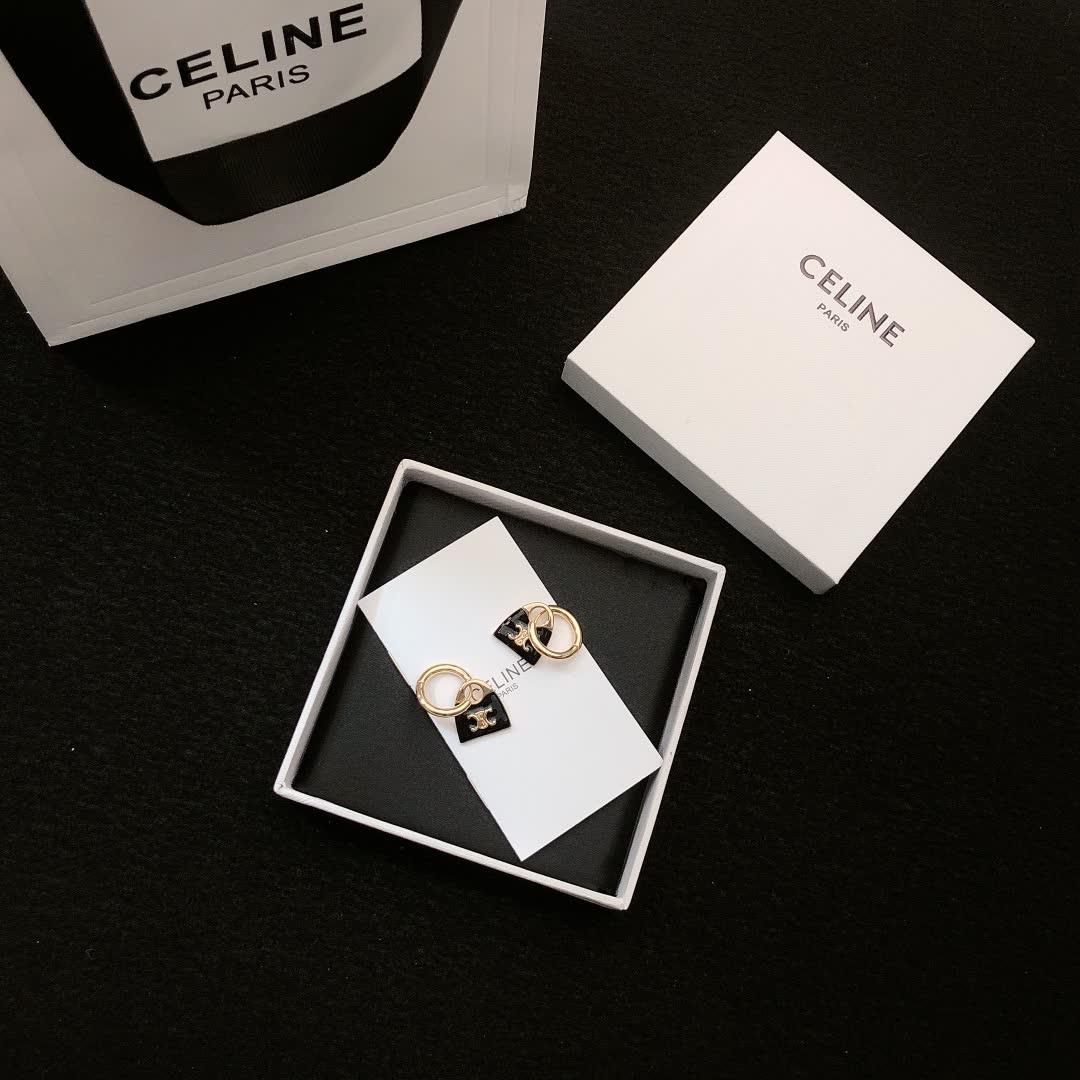 Celine Paris Logo Earrings