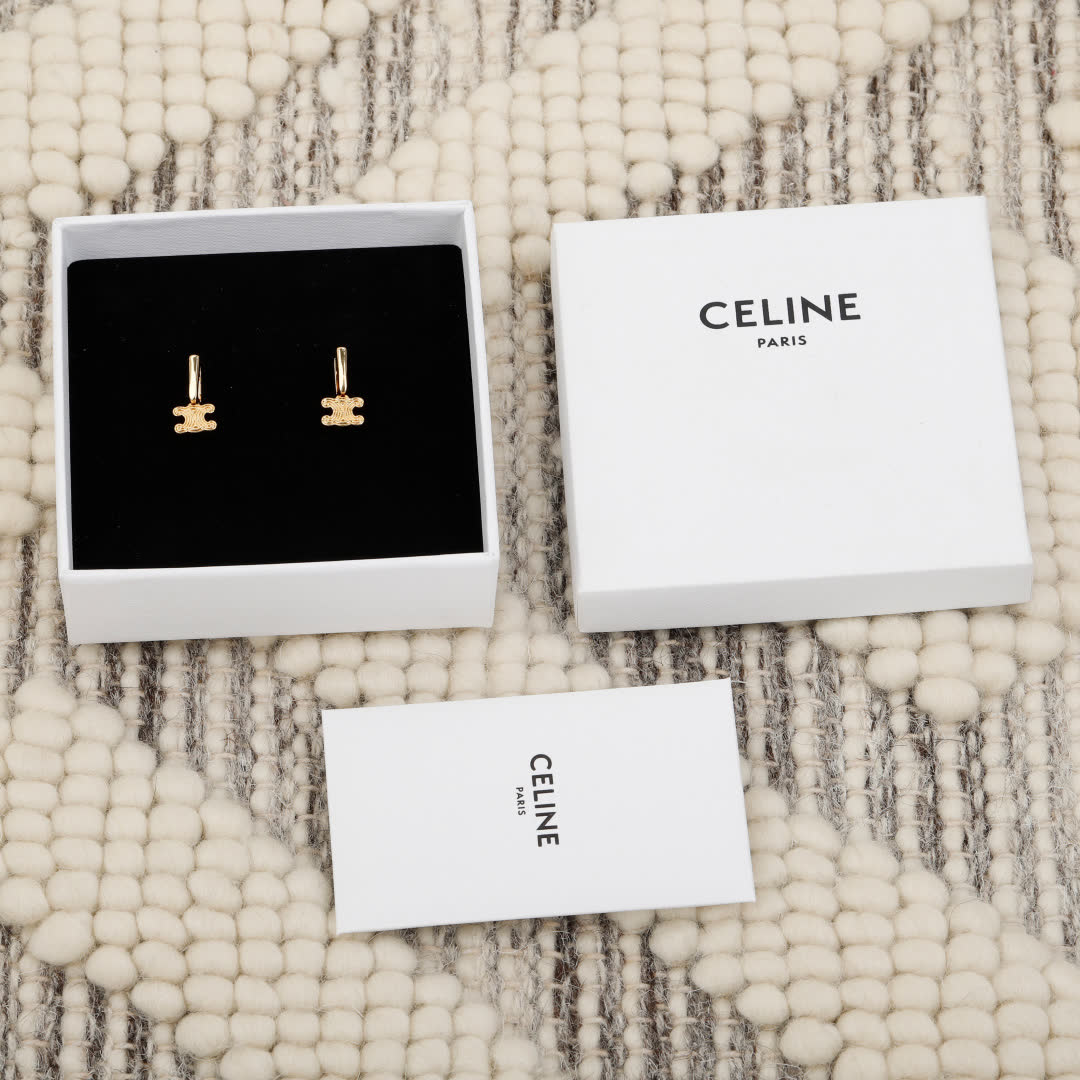 Celine Paris Logo Stud Earrings