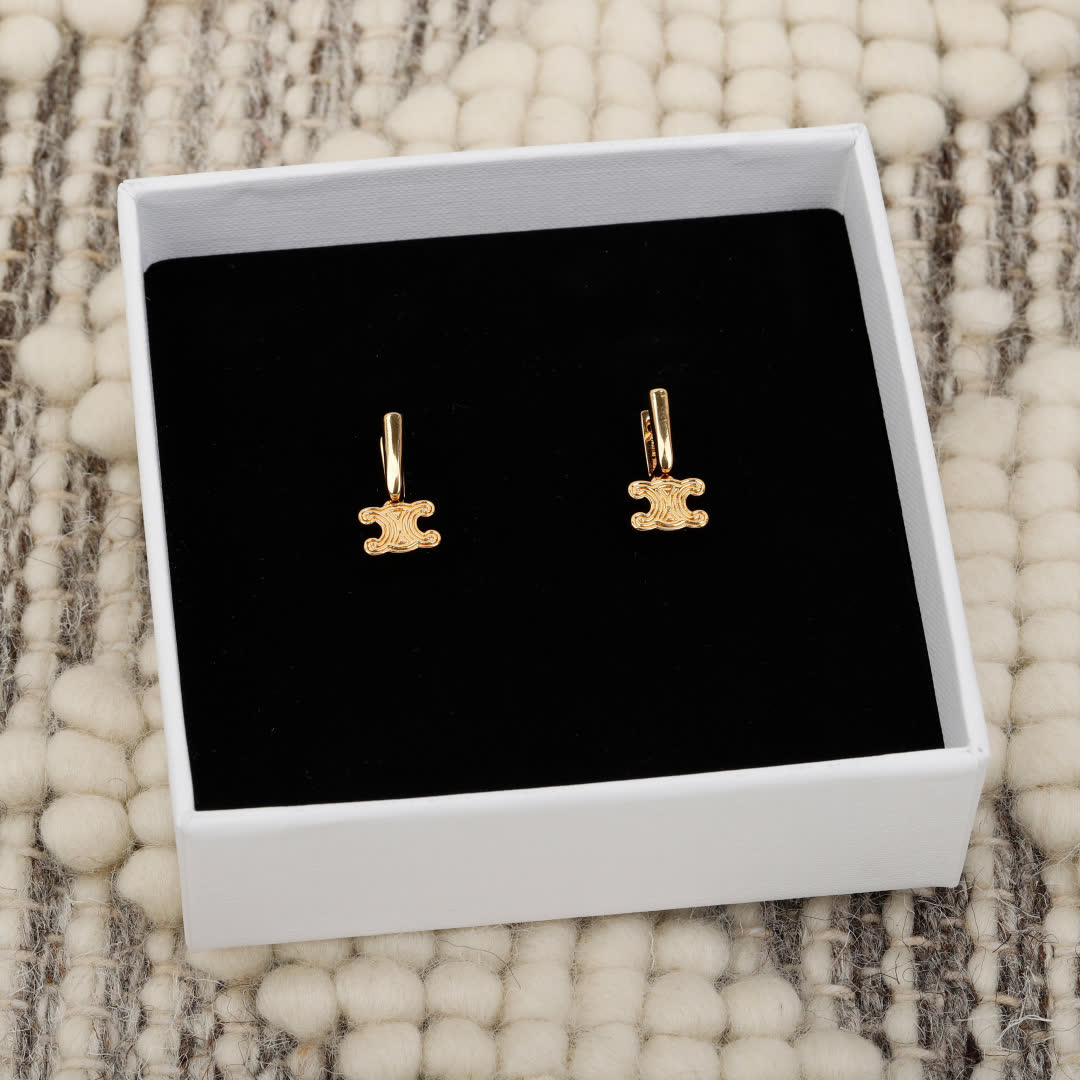 Celine Paris Logo Stud Earrings
