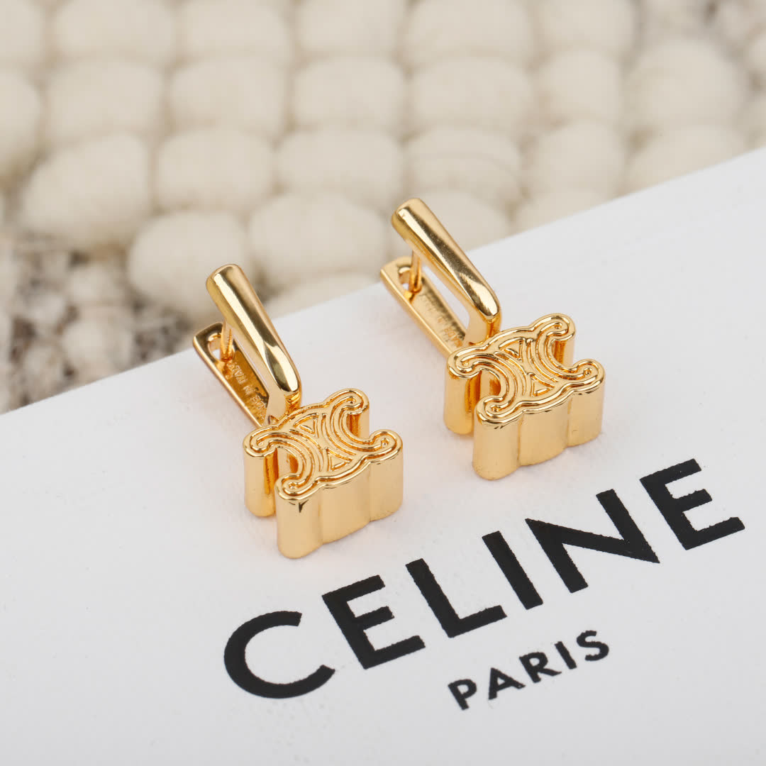 Celine Paris Logo Stud Earrings