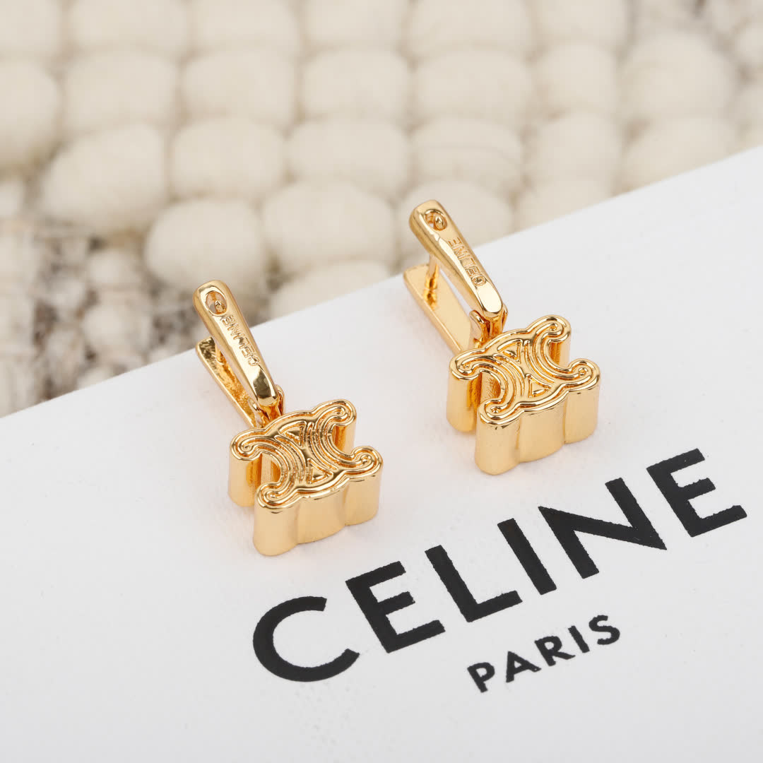 Celine Paris Logo Stud Earrings