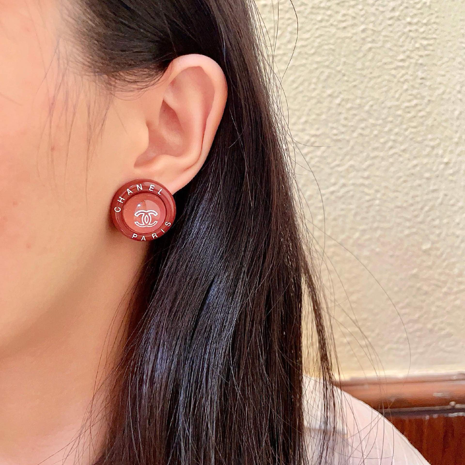 Chanel Paris Logo Earrings
