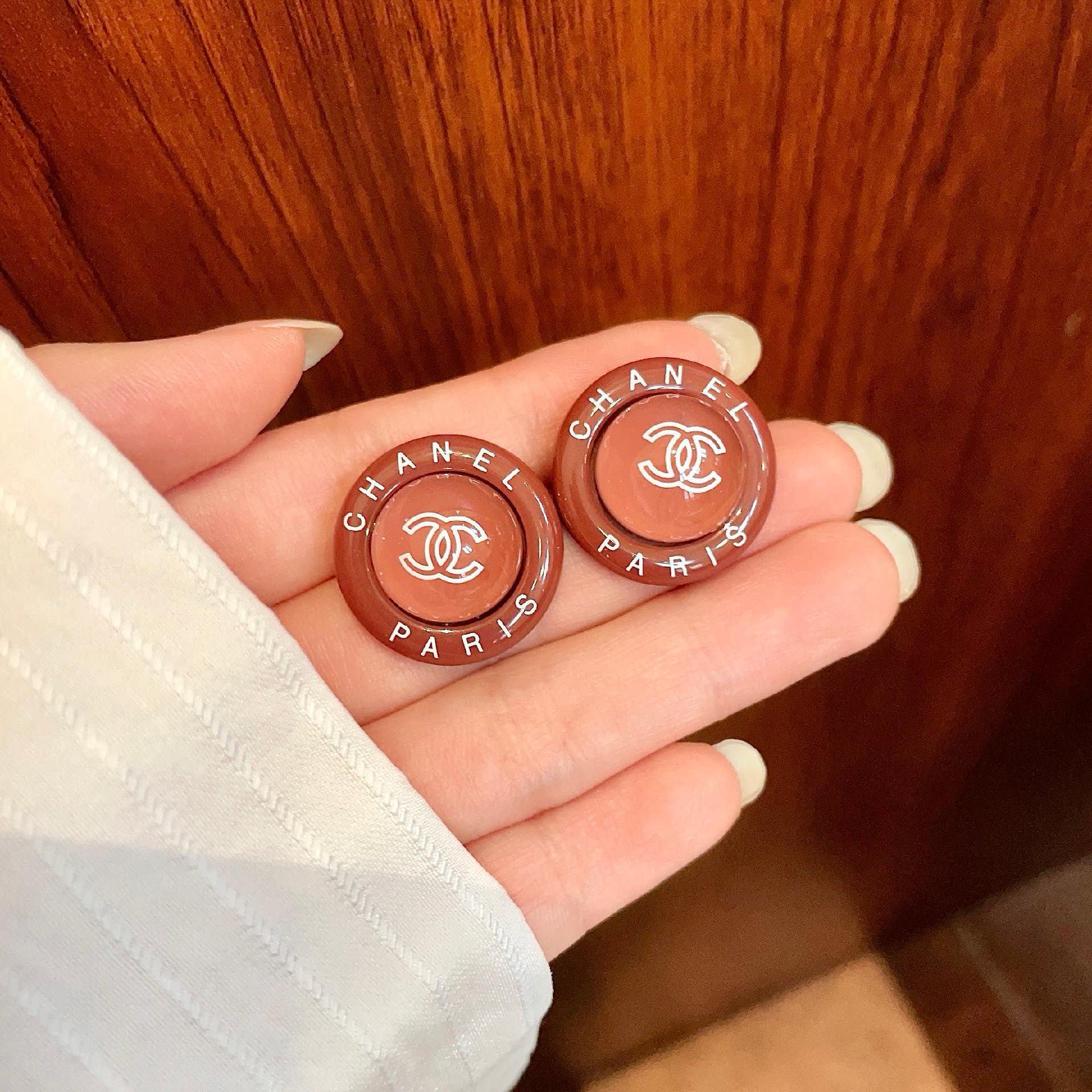Chanel Paris Logo Earrings
