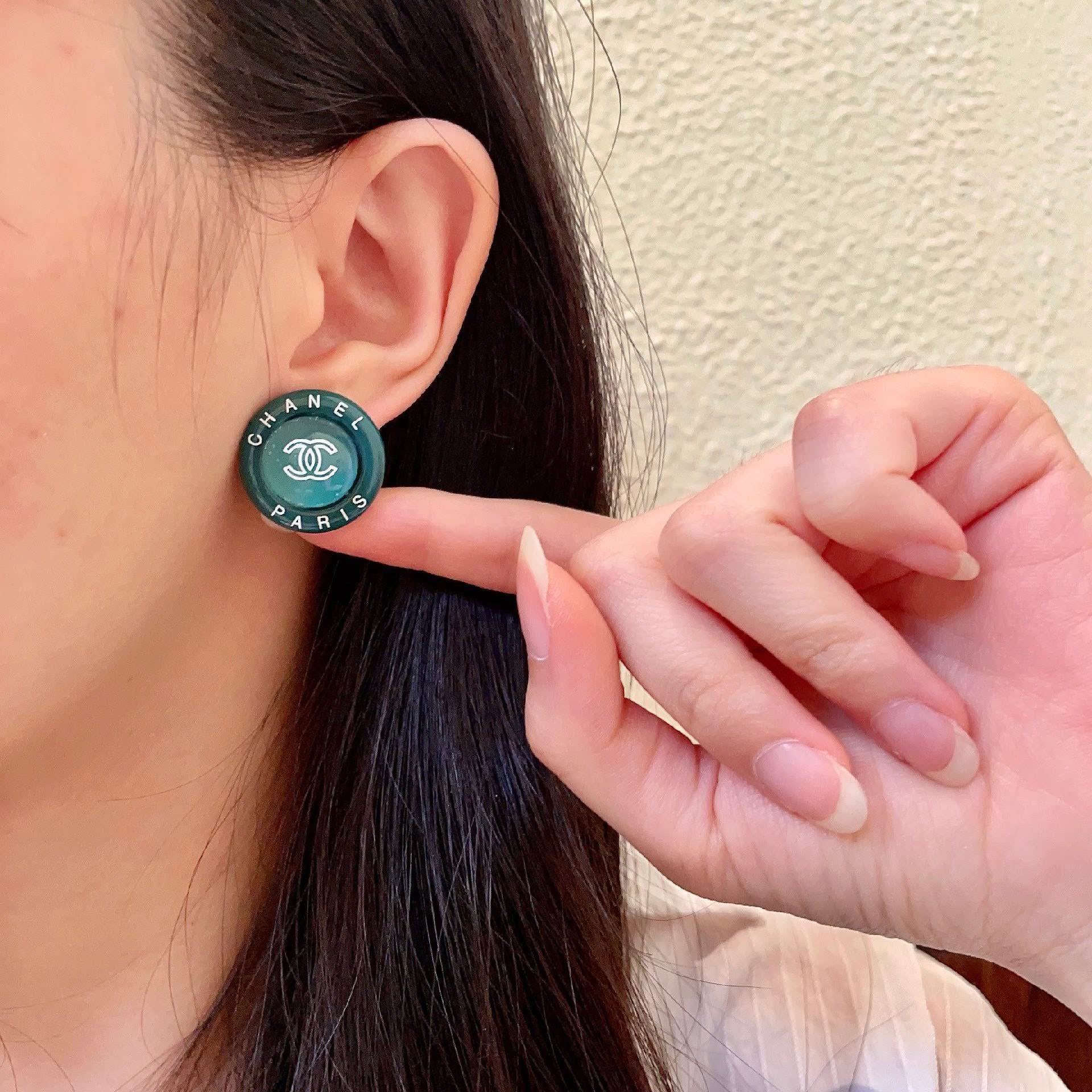 Chanel Paris Logo Earrings