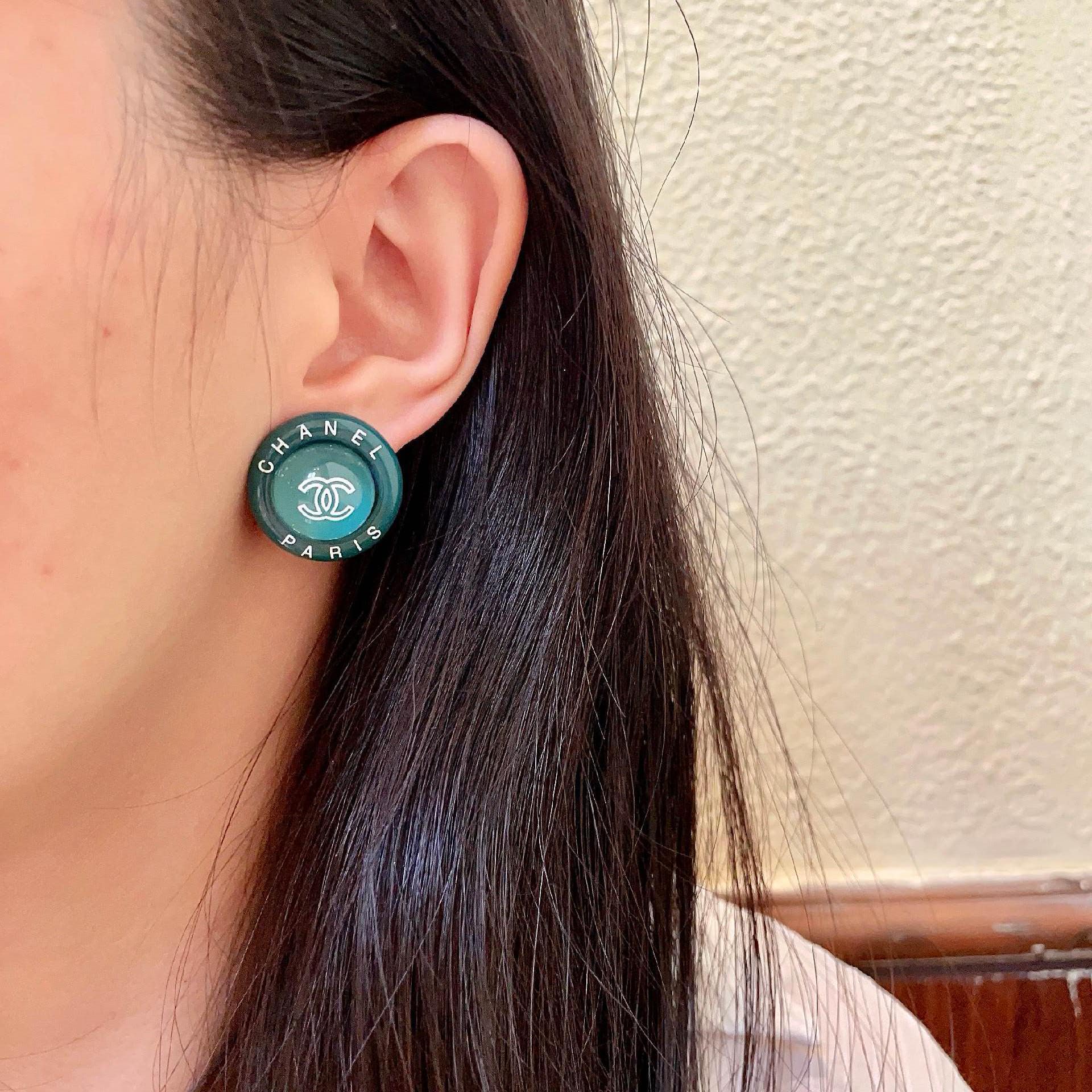 Chanel Paris Logo Earrings