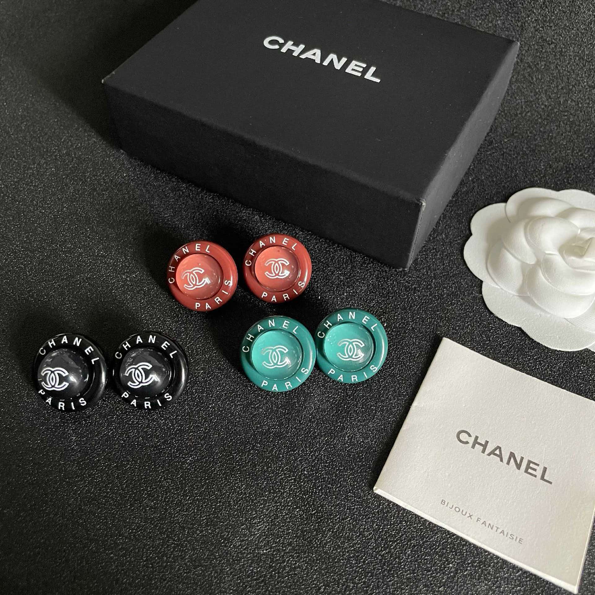 Chanel Paris Logo Earrings
