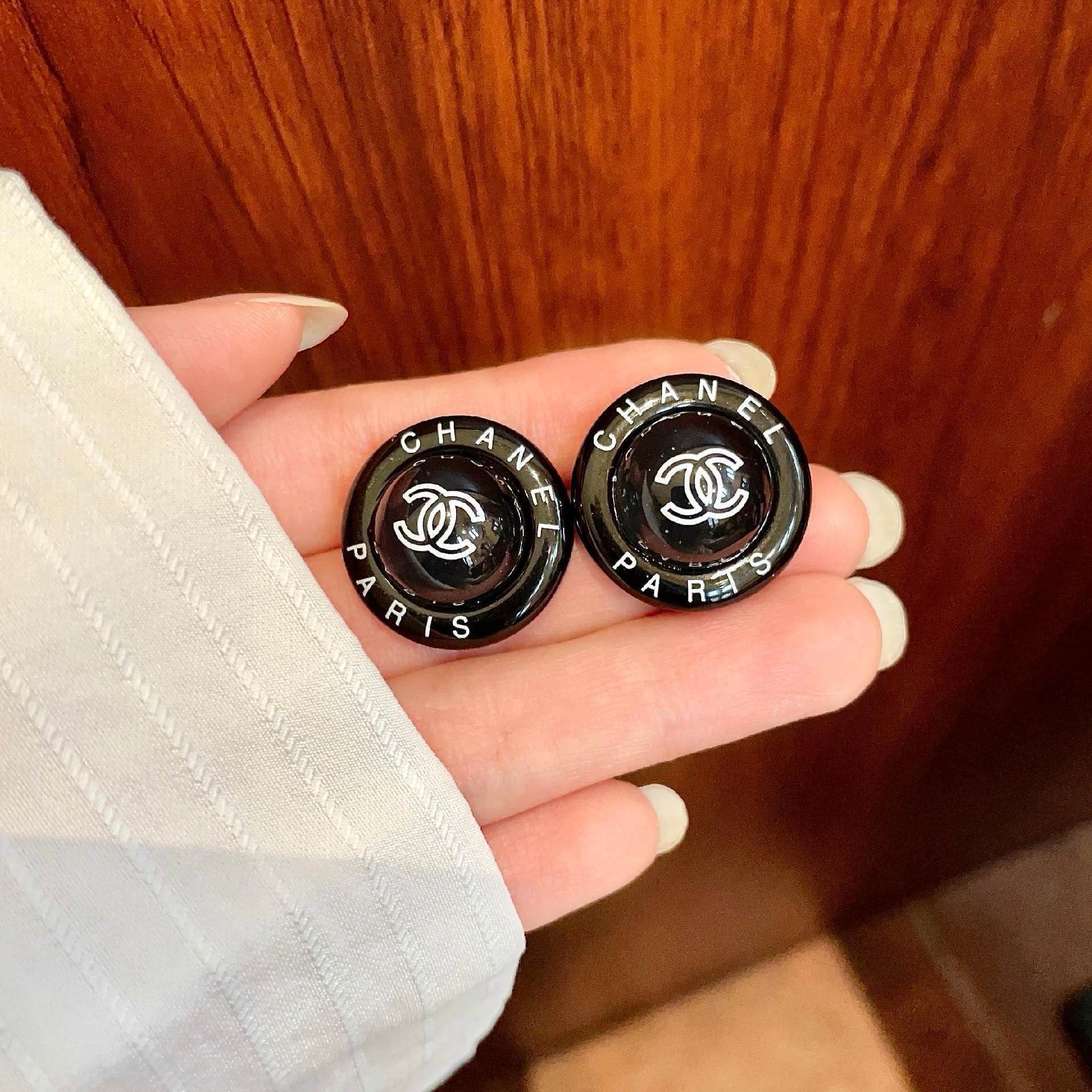 Chanel Paris Logo Earrings