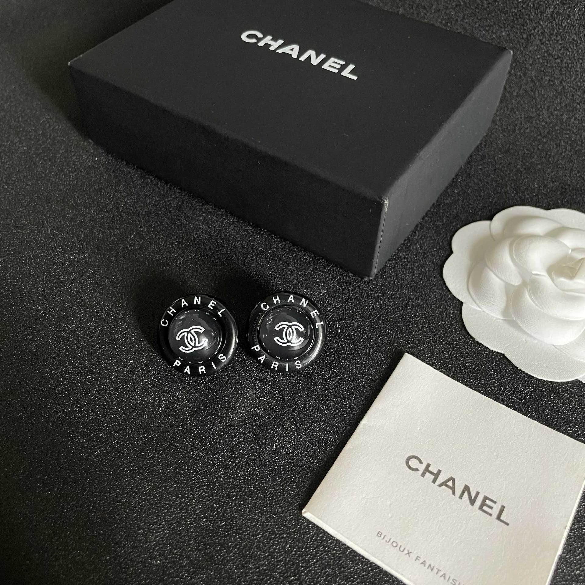 Chanel Paris Logo Earrings