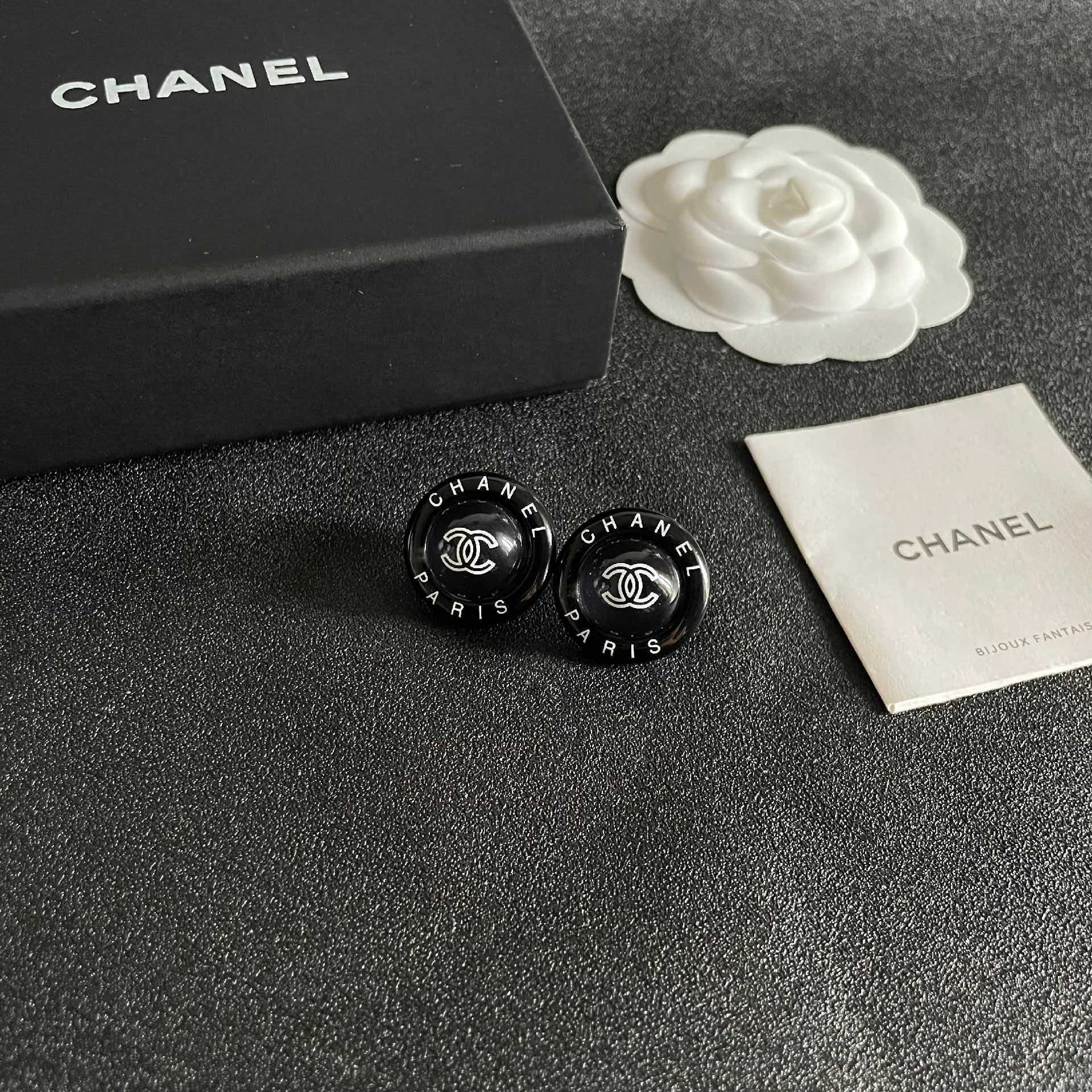Chanel Paris Logo Earrings