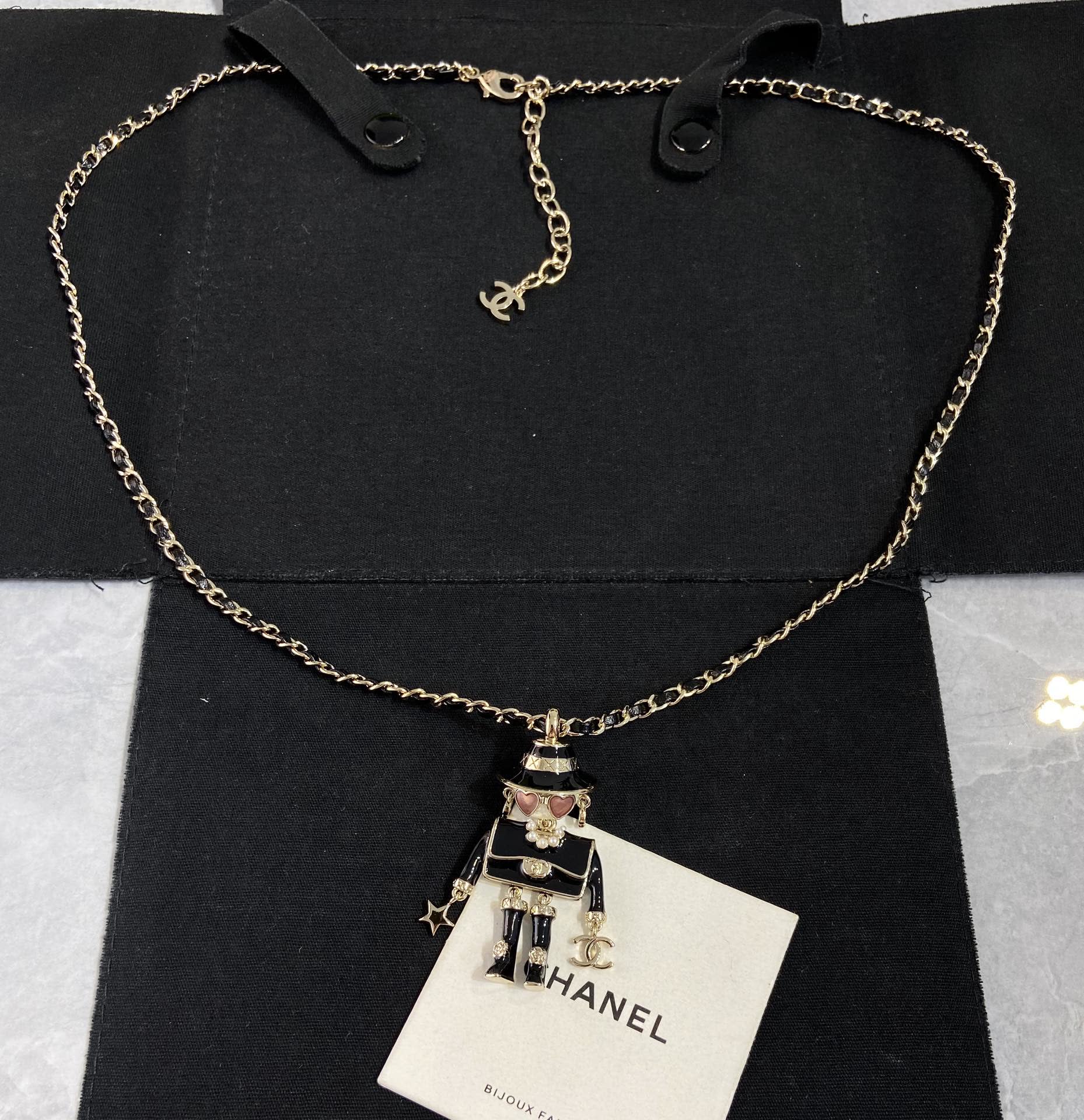 Chanel Earrings - Gold and Black Enamel with Pearls