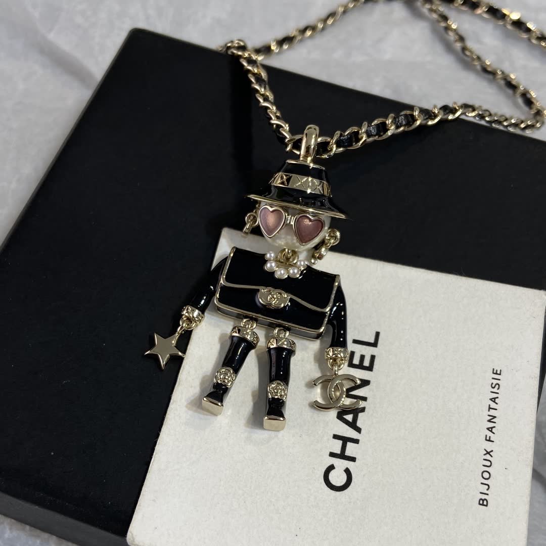 Chanel Earrings - Gold and Black Enamel with Pearls