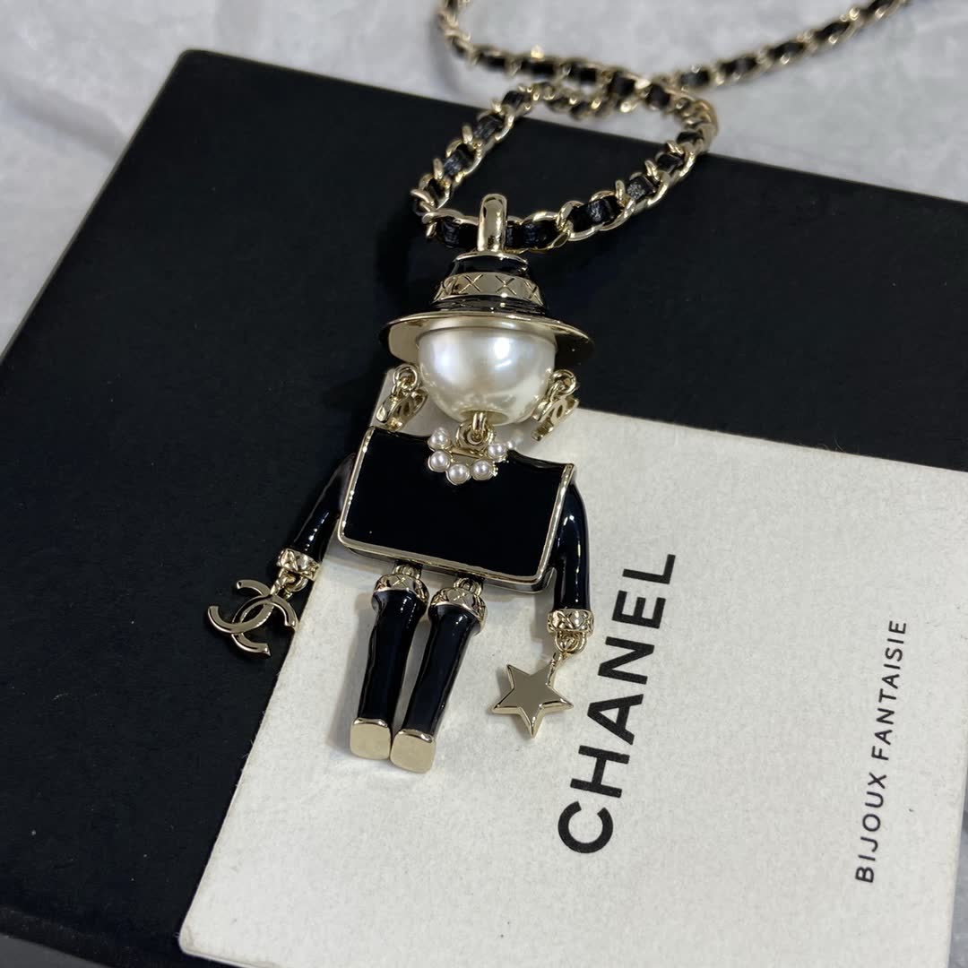 Chanel Earrings - Gold and Black Enamel with Pearls