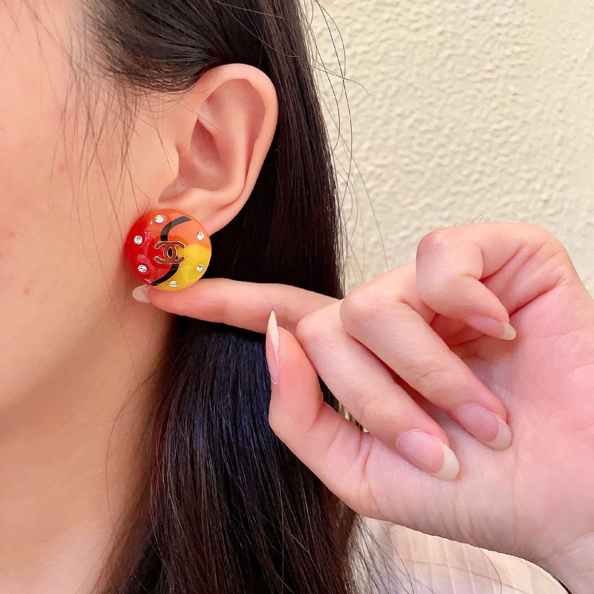 Chanel Multicolor Crystal Stud Earrings