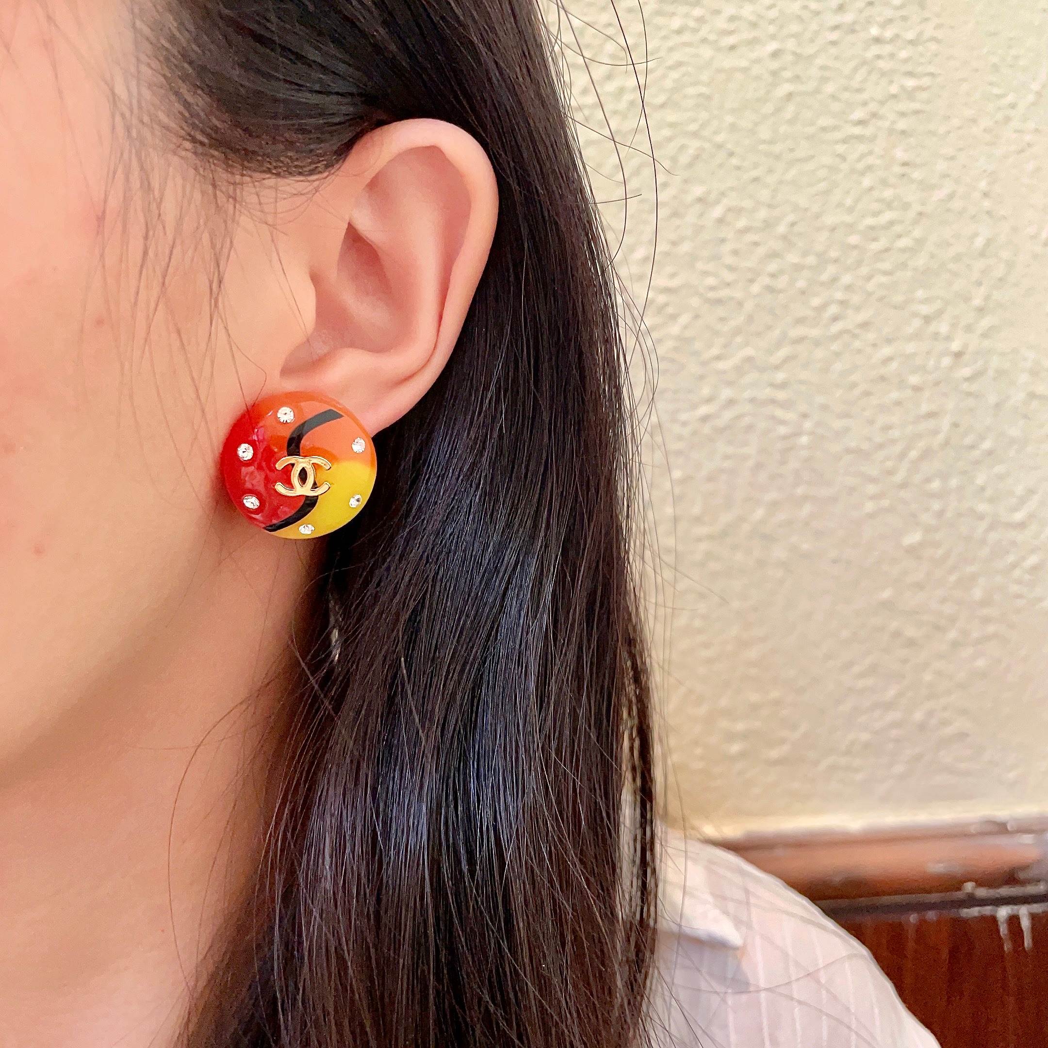 Chanel Multicolor Crystal Stud Earrings