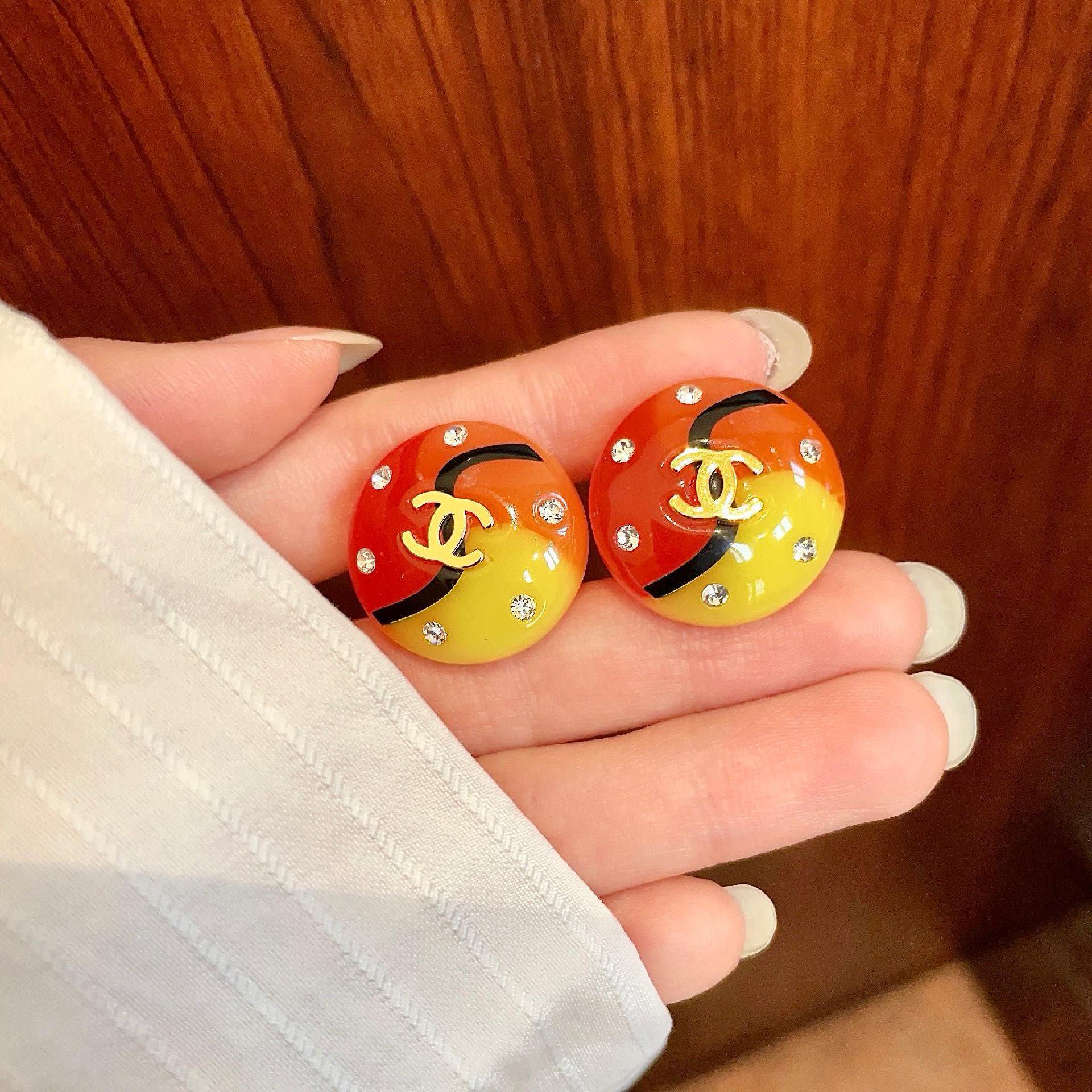 Chanel Multicolor Crystal Stud Earrings