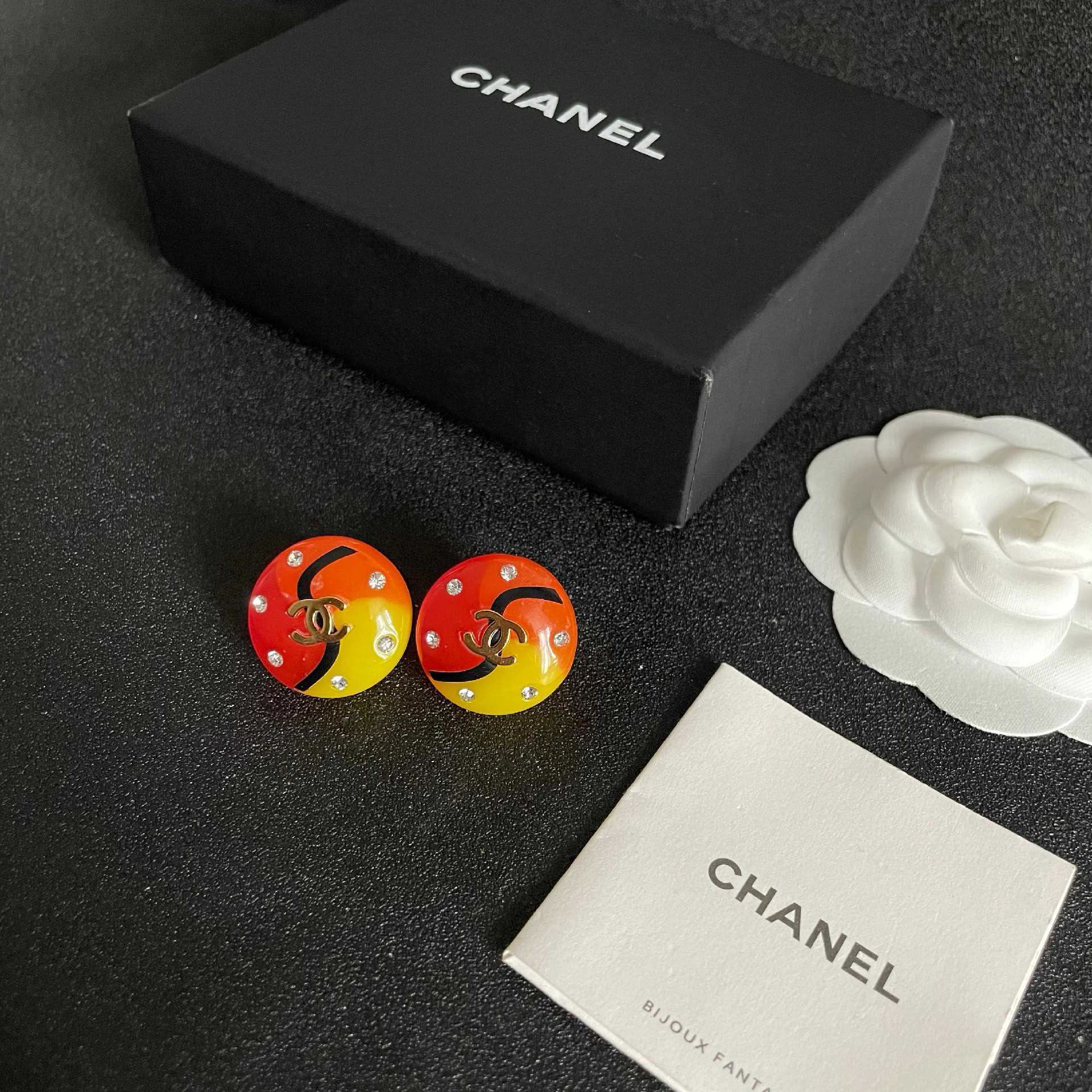 Chanel Multicolor Crystal Stud Earrings