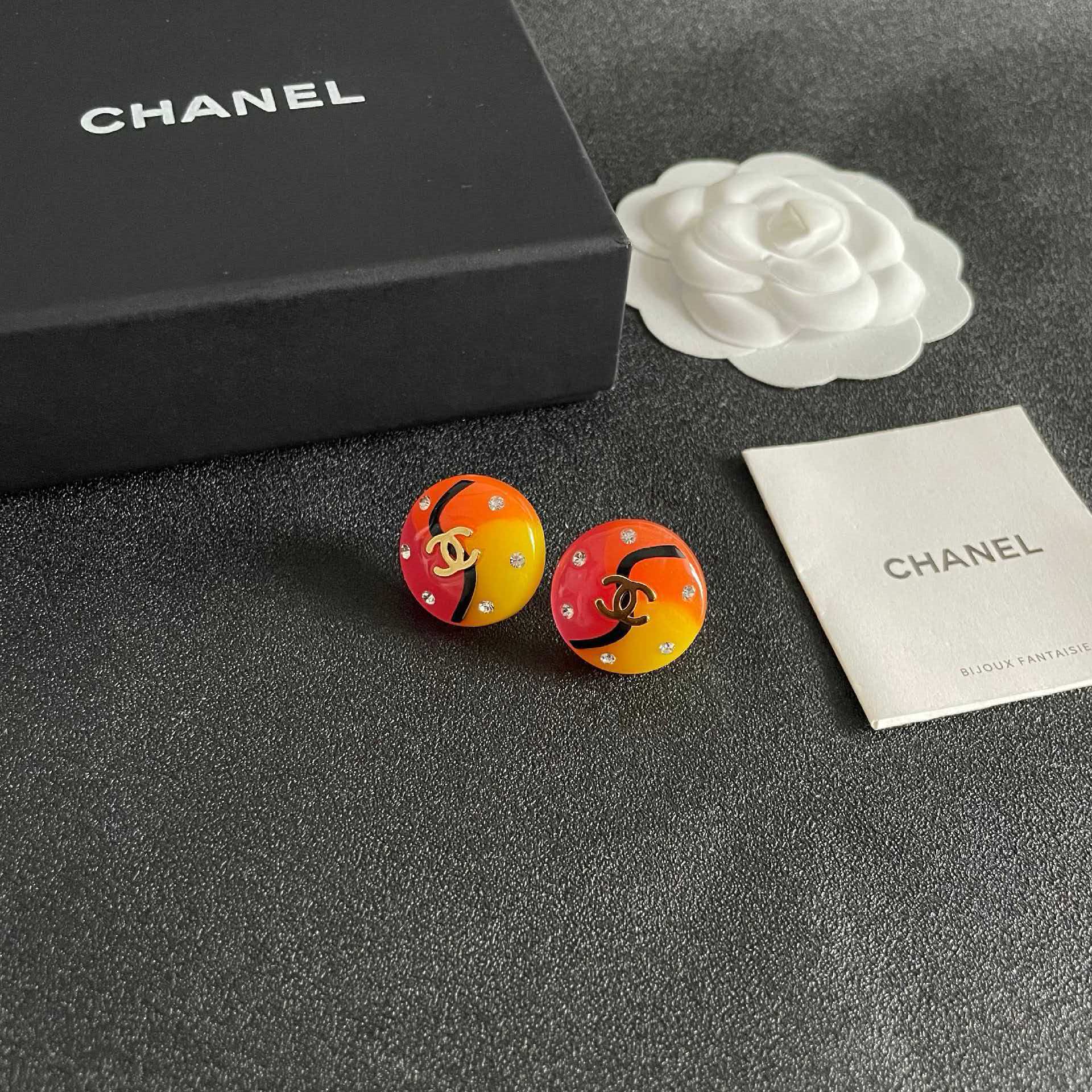 Chanel Multicolor Crystal Stud Earrings