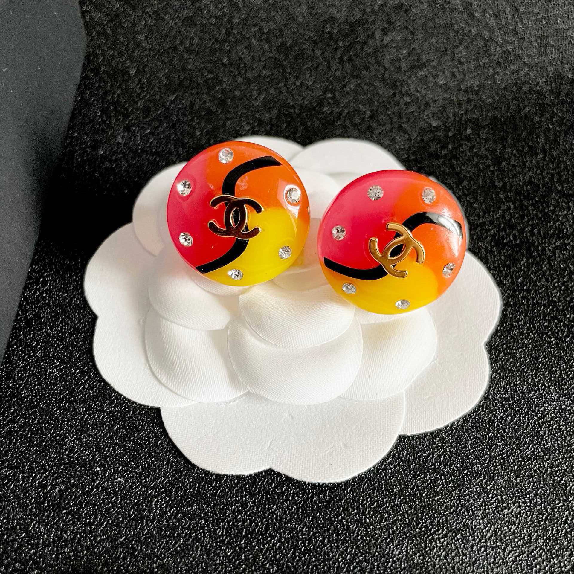 Chanel Multicolor Crystal Stud Earrings