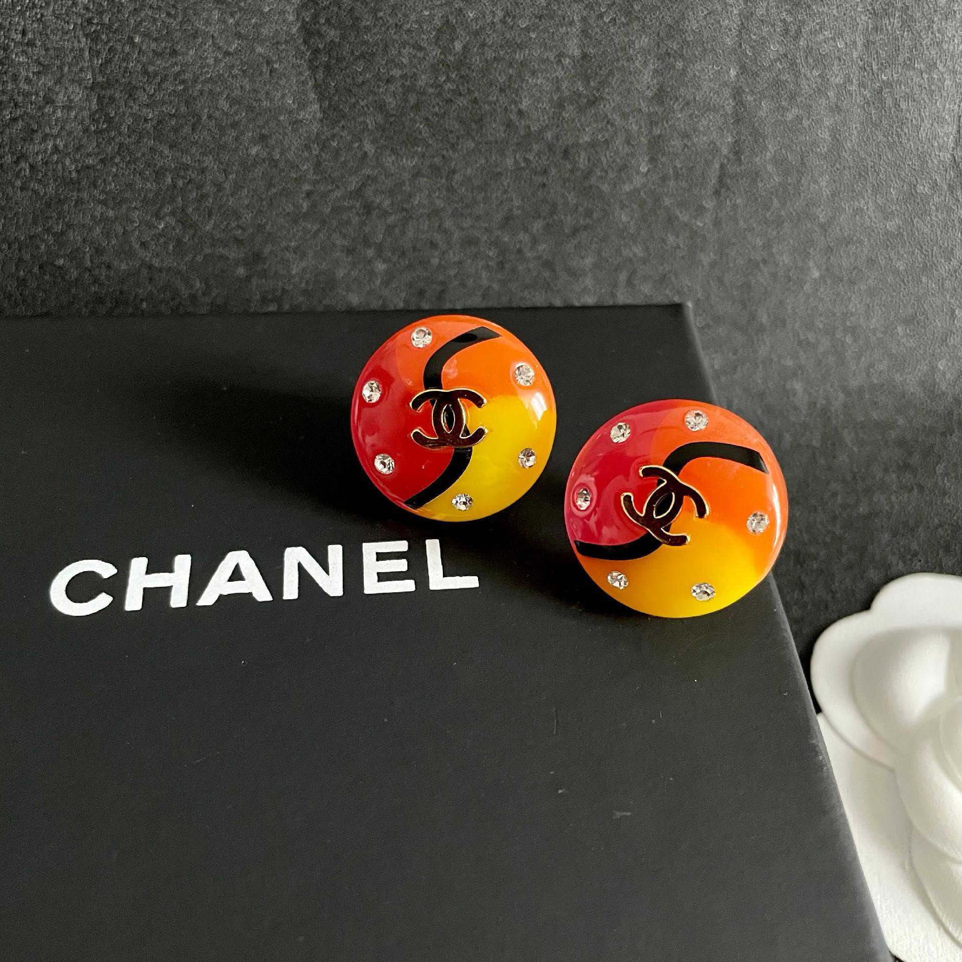 Chanel Multicolor Crystal Stud Earrings