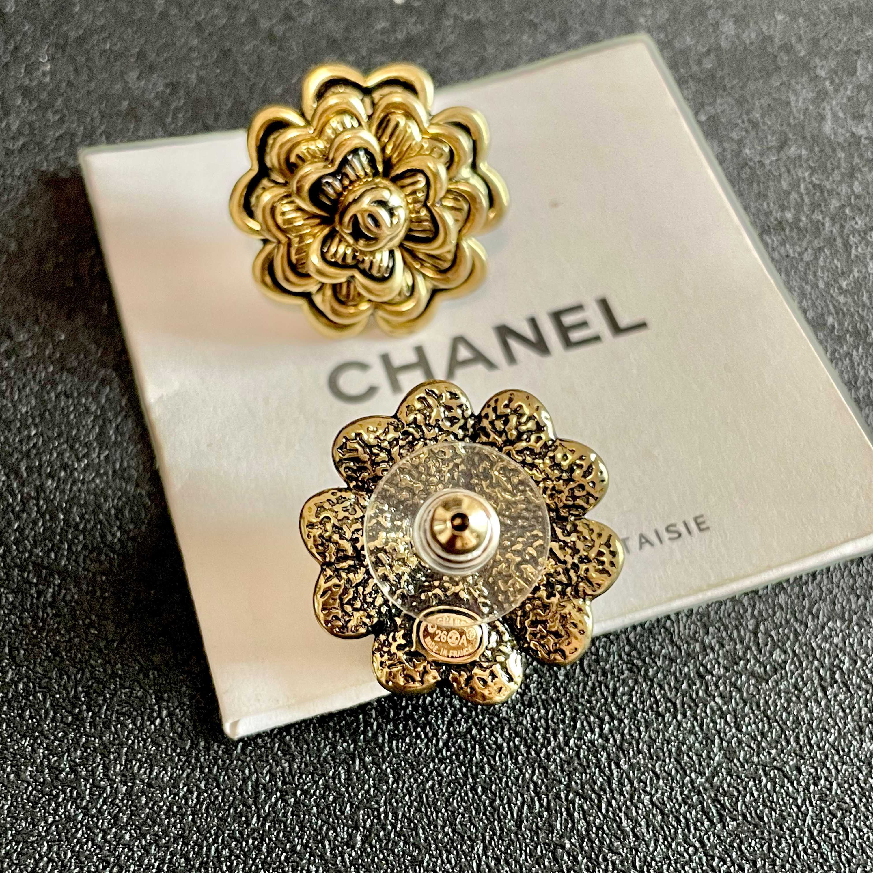 Chanel Gold Flower Stud Earrings