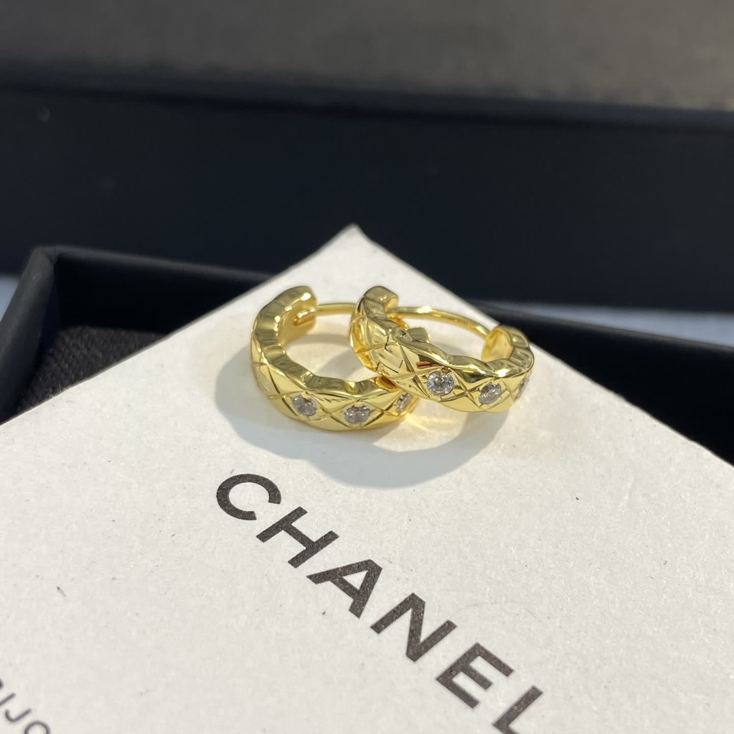 Chanel Gold Hoop Earrings with Diamonds Chanel Gold Hoop Earrings with Diamonds