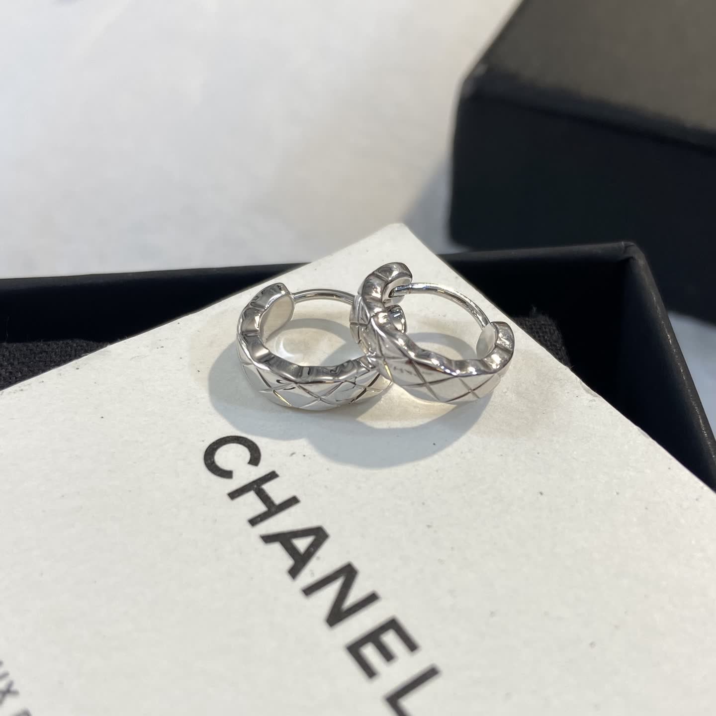 Chanel Silver Hoop Earrings