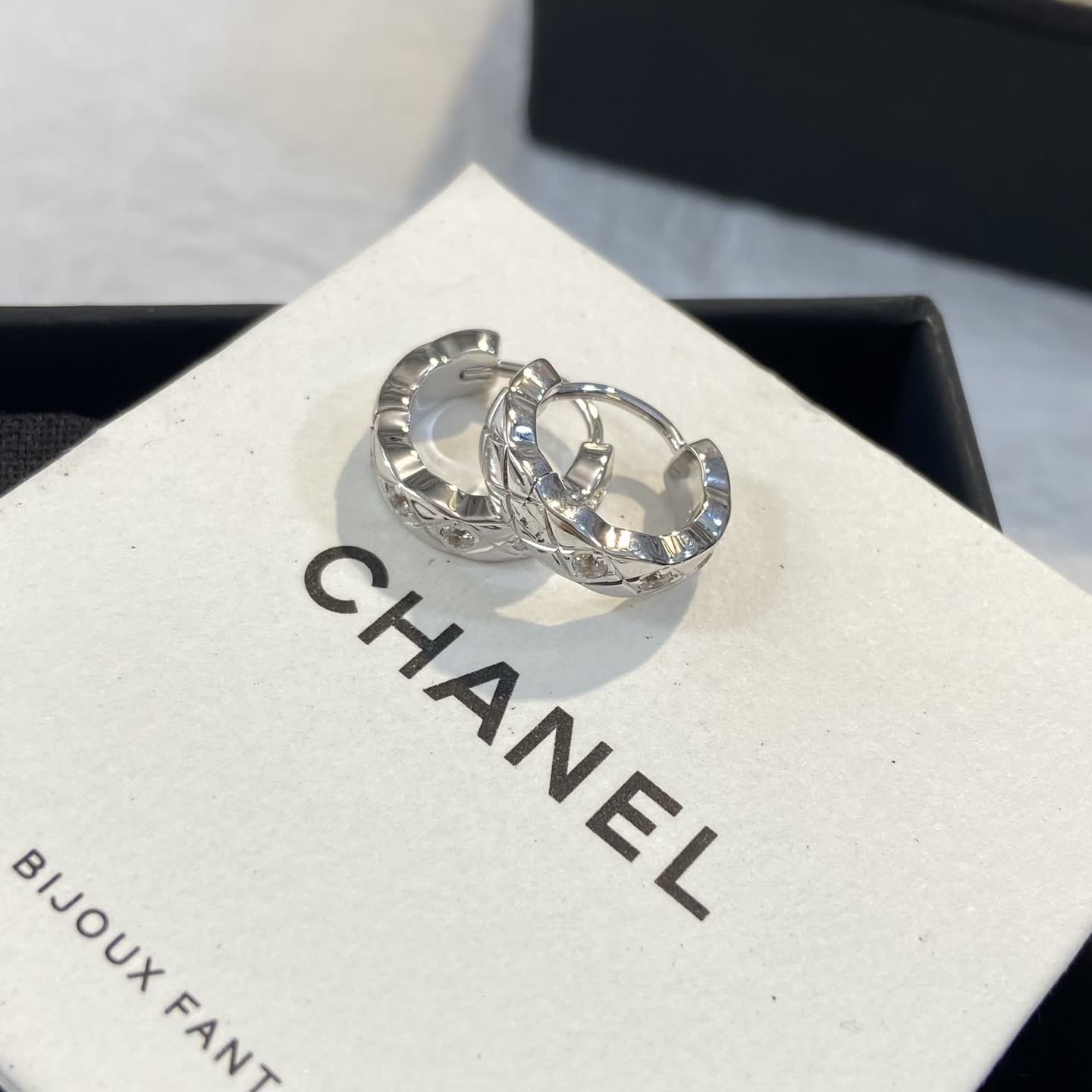 Chanel Silver Hoop Earrings