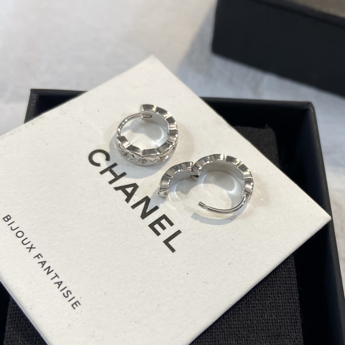 Chanel Silver Hoop Earrings