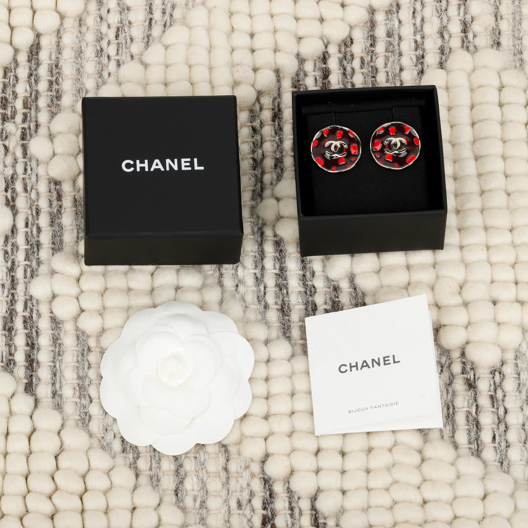 Chanel Red Camellia Earrings Chanel Red Camellia Earrings