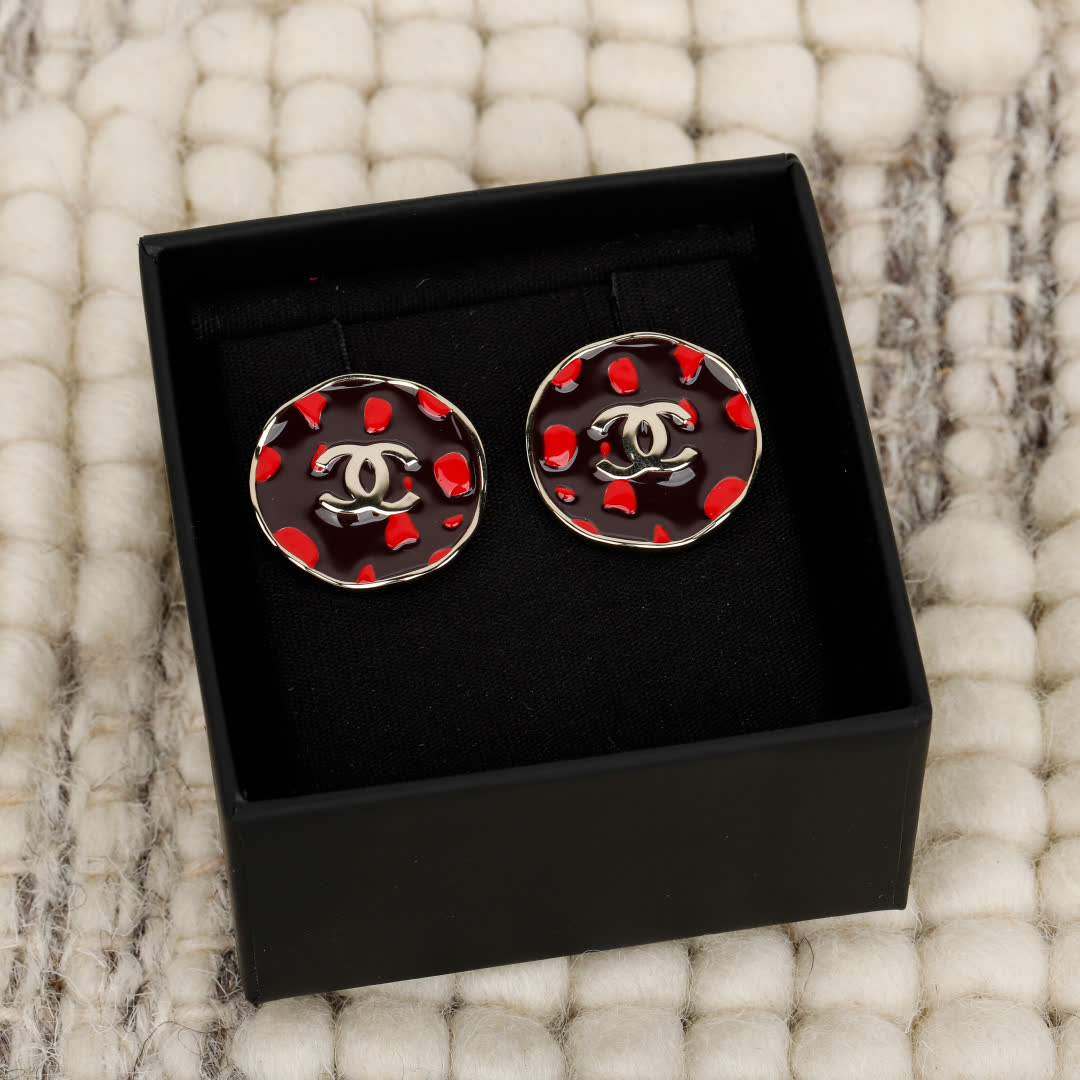 Chanel Red Camellia Earrings