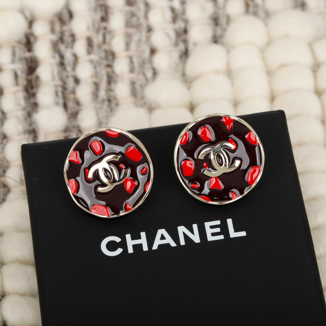 Chanel Red Camellia Earrings