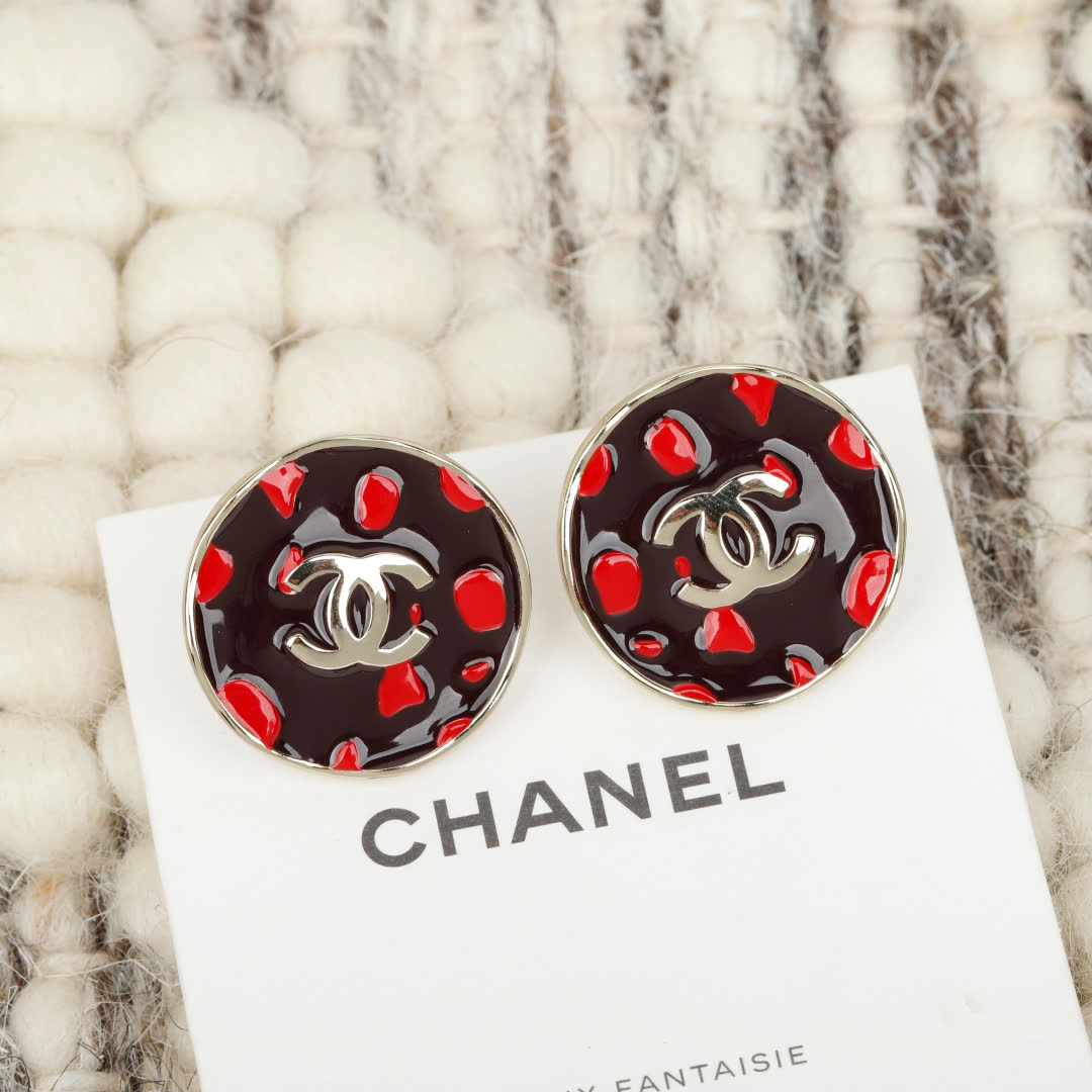 Chanel Red Camellia Earrings