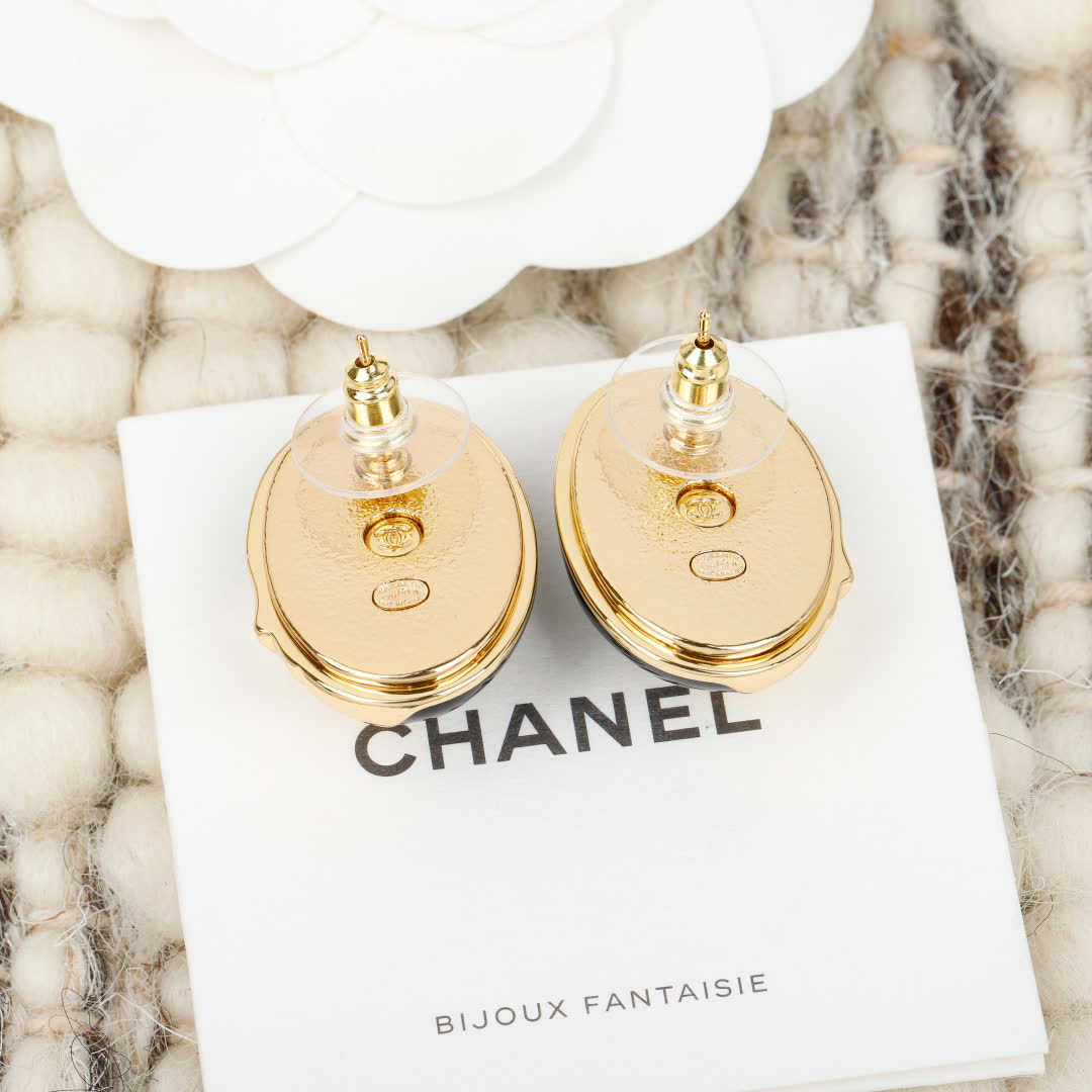 Chanel Black and Gold Earrings