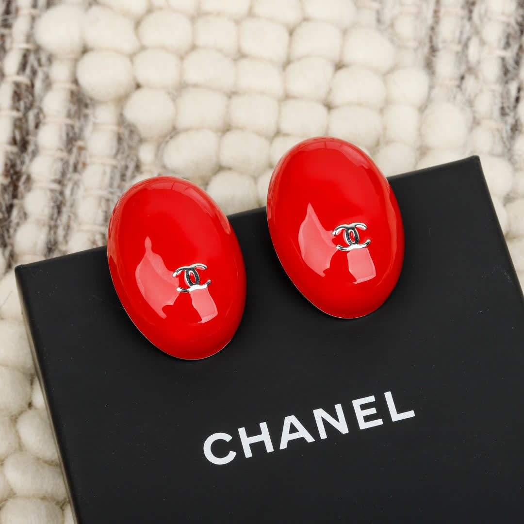 Chanel Red Earrings