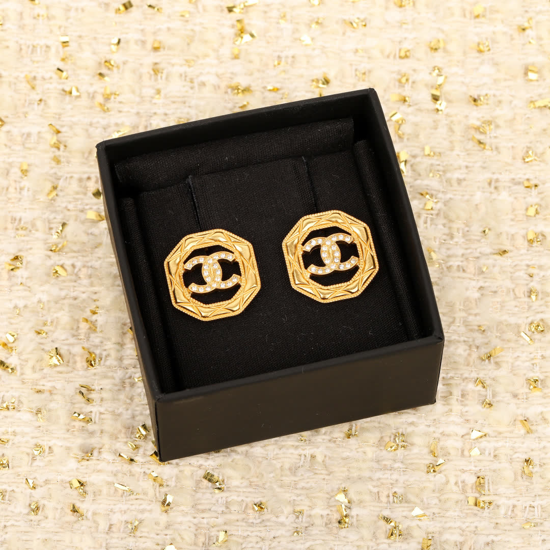 Chanel CC Logo Stud Earrings