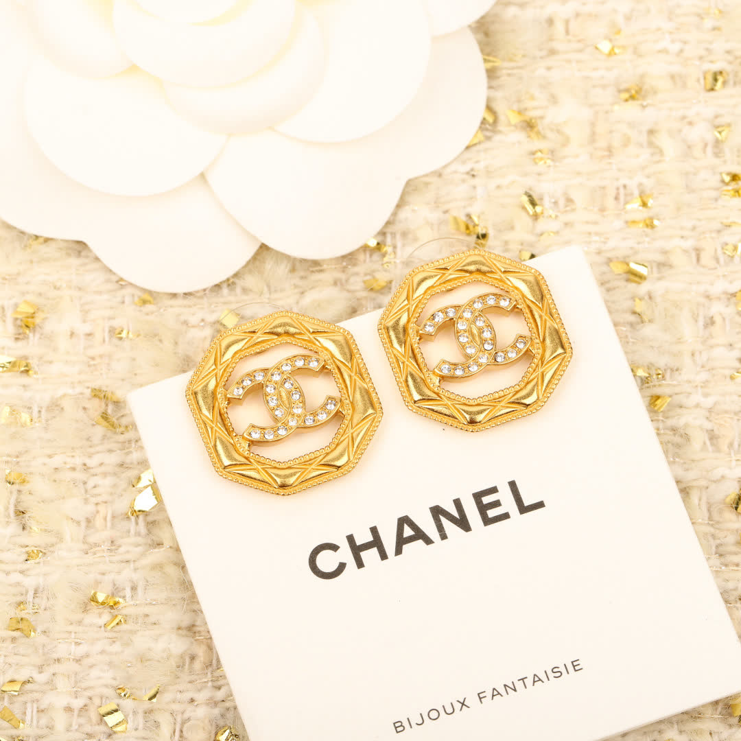 Chanel CC Logo Stud Earrings