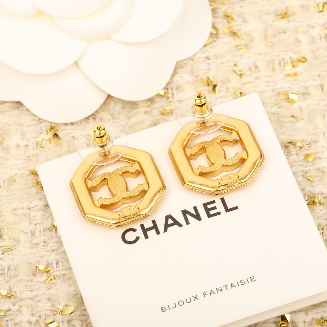 Chanel CC Logo Stud Earrings