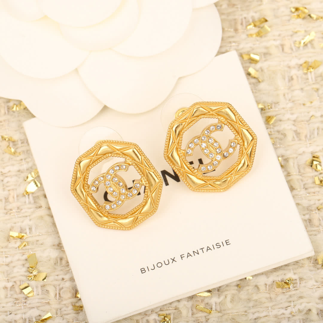 Chanel CC Logo Stud Earrings