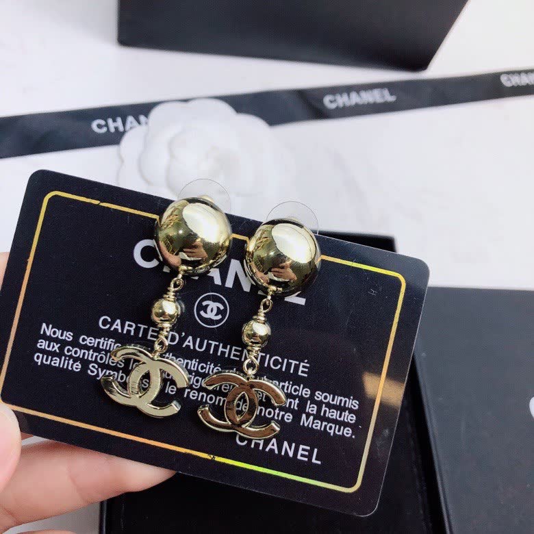 Chanel CC Logo Drop Earrings