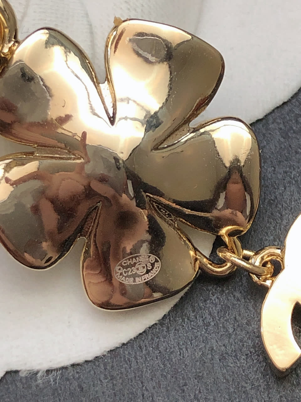 Chanel Gold Tone Crystal Flower Pearl Earrings