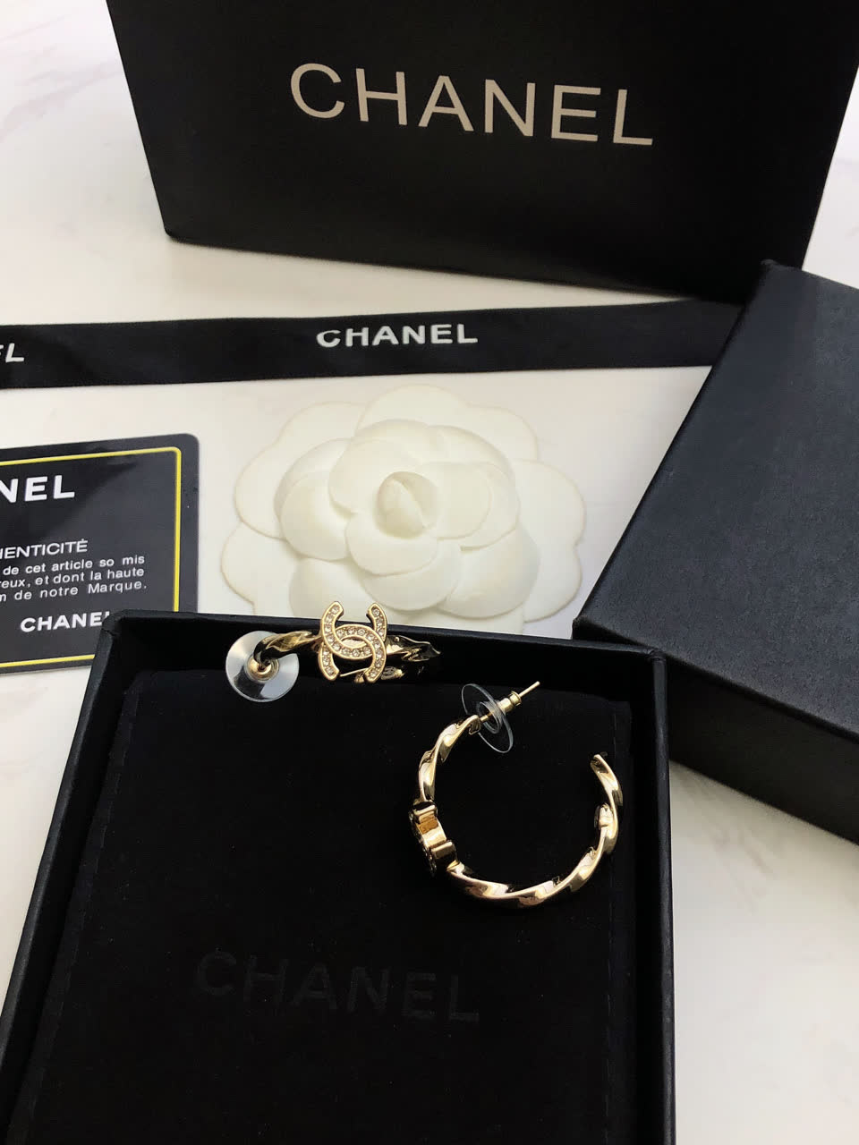 Chanel CC Logo Hoop Earrings