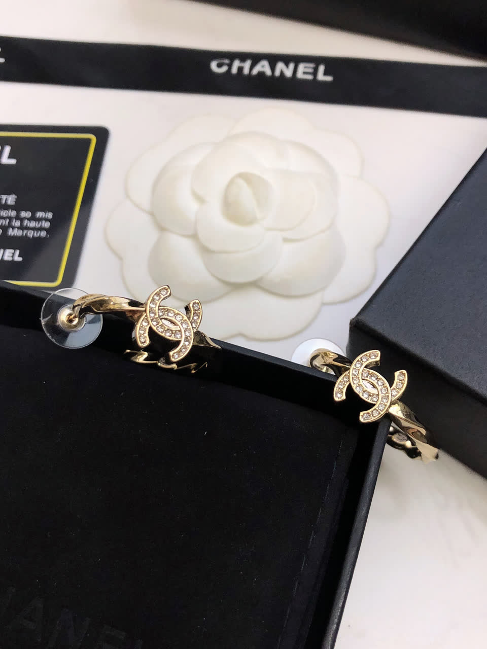 Chanel CC Logo Hoop Earrings