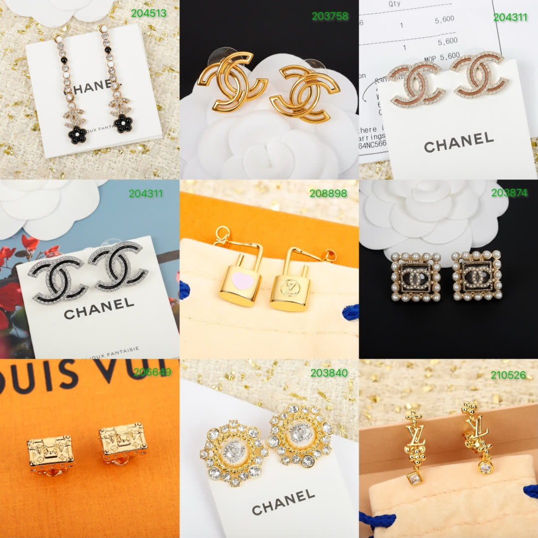Chanel CC Logo Earrings with Red Stones