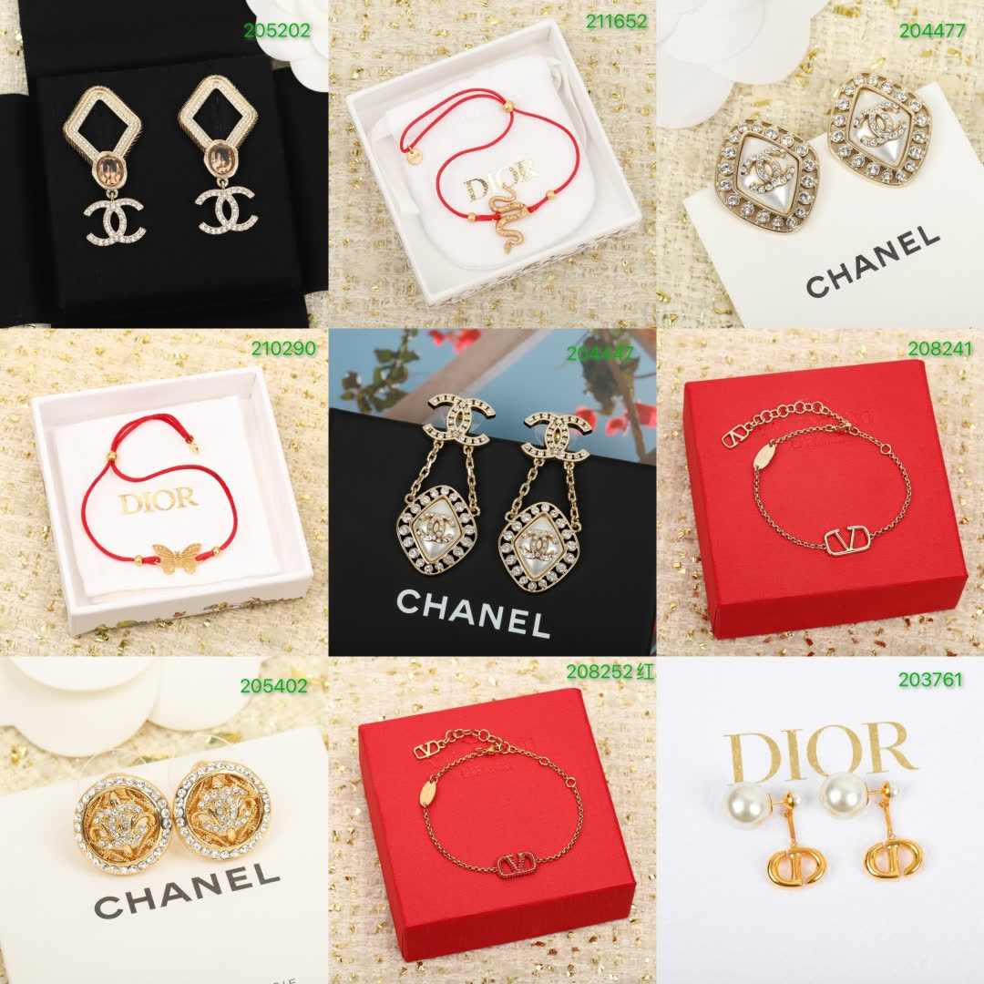 Chanel CC Logo Earrings with Red Stones