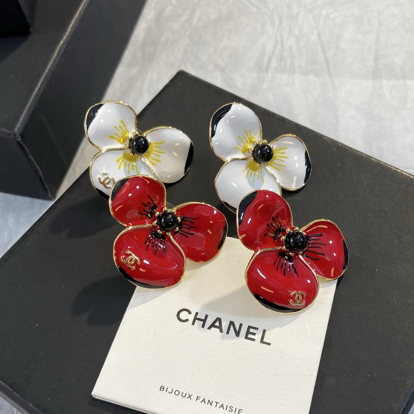 Chanel Enamel Camellia Earrings Chanel Enamel Camellia Earrings