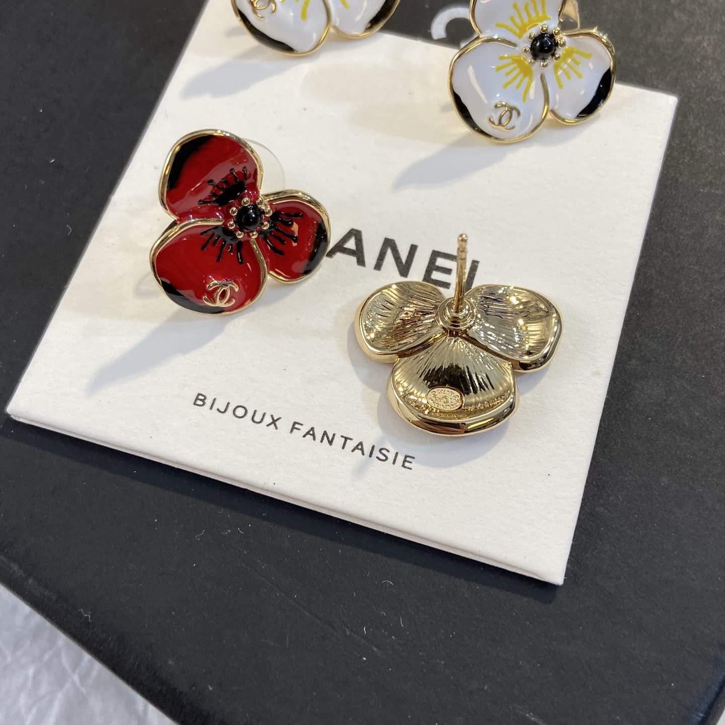 Chanel Enamel Camellia Earrings