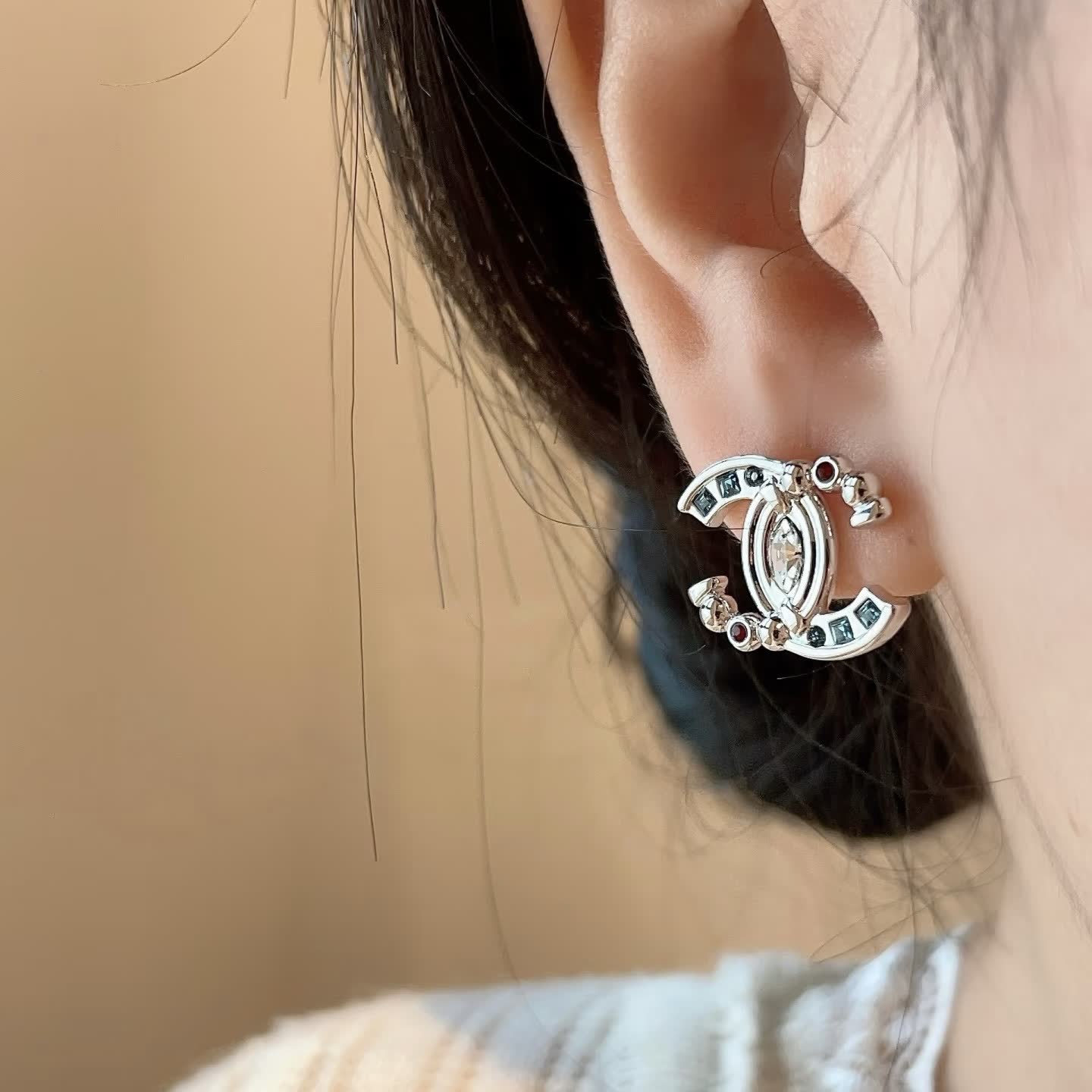 Chanel CC Logo Stud Earrings