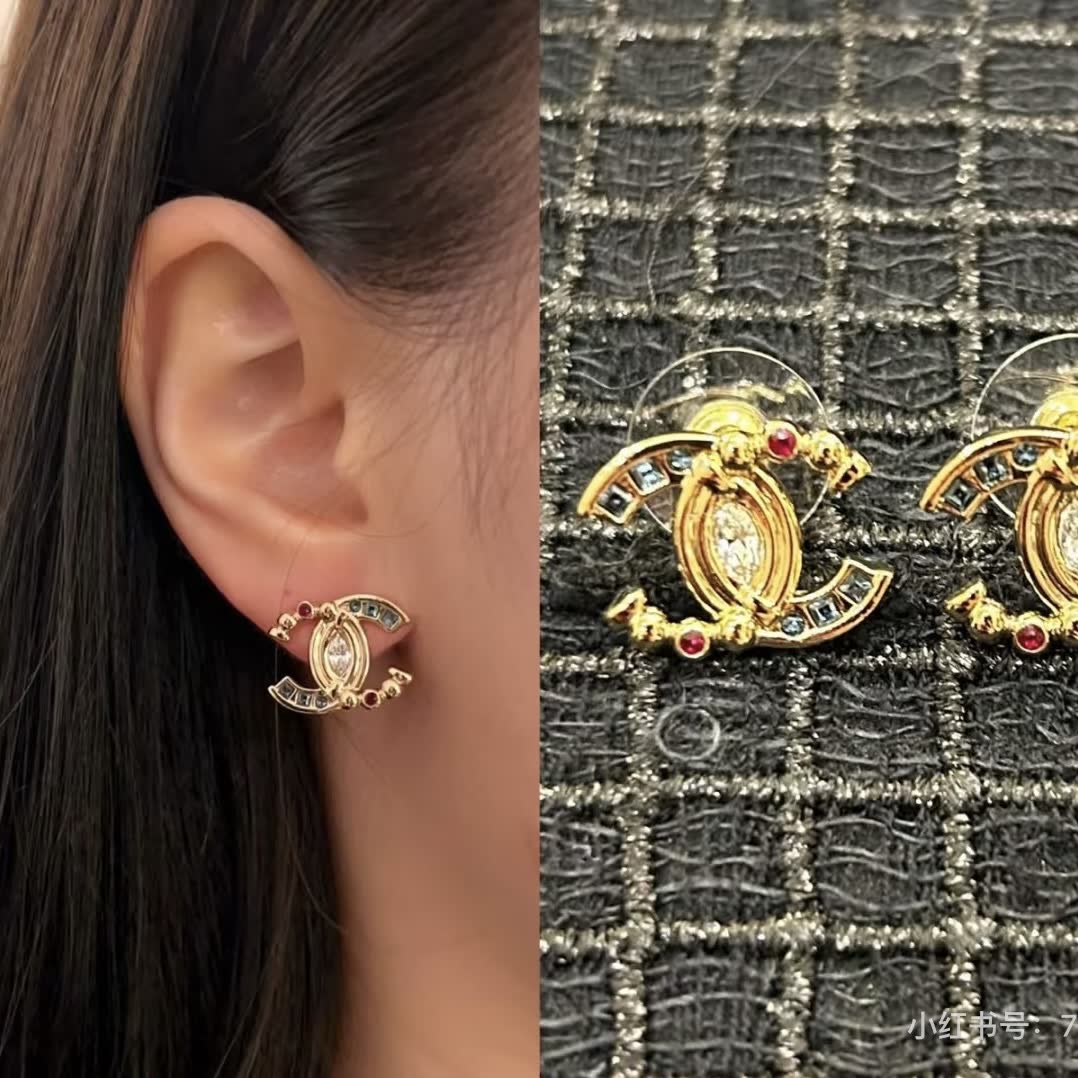 Chanel CC Logo Stud Earrings
