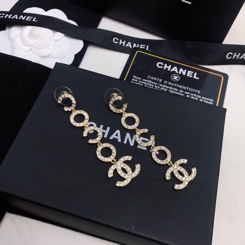 Chanel CC Logo Crystal Earrings Chanel CC Logo Crystal Earrings